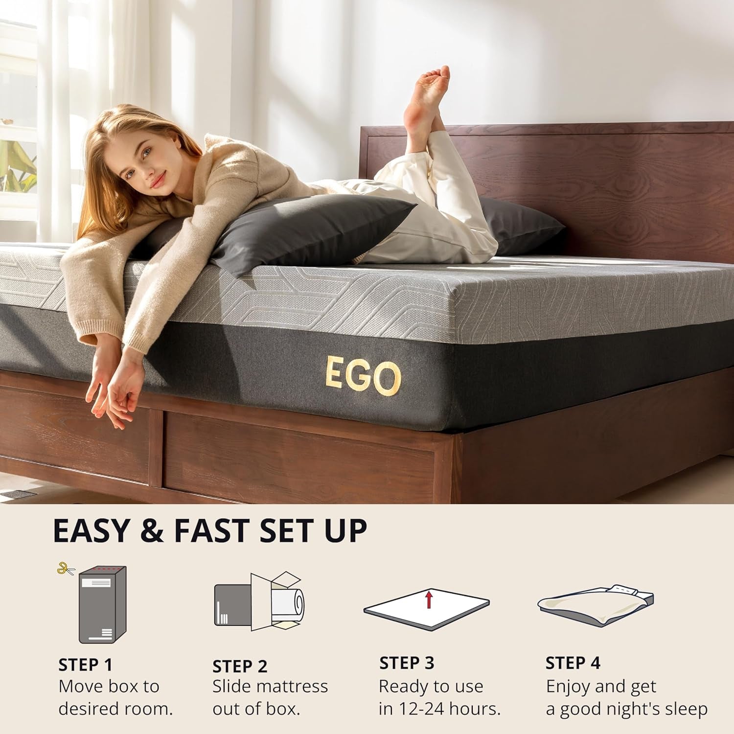 Queen Memory Foam Mattress Charcoal Premium Orthopedic-4