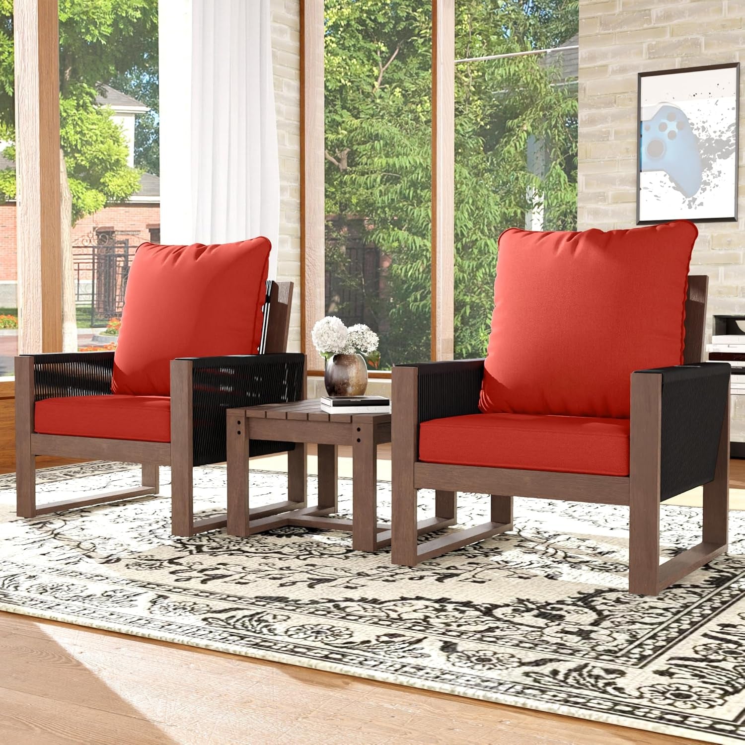 Outdoor 3 Piece Patio Furniture Set with Cushions-0