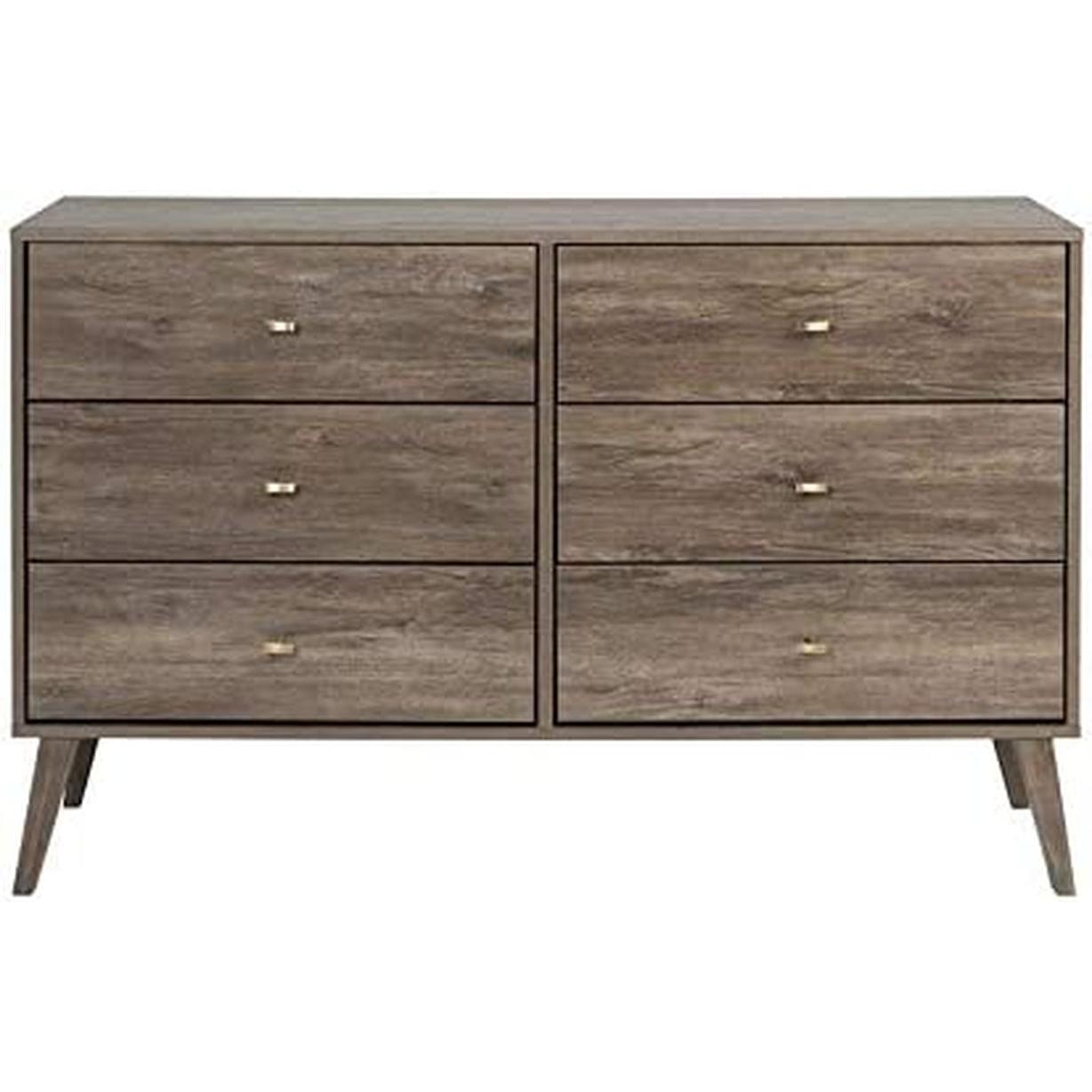 Mid-Century 6-Drawer Dresser, Drifted Gray-3