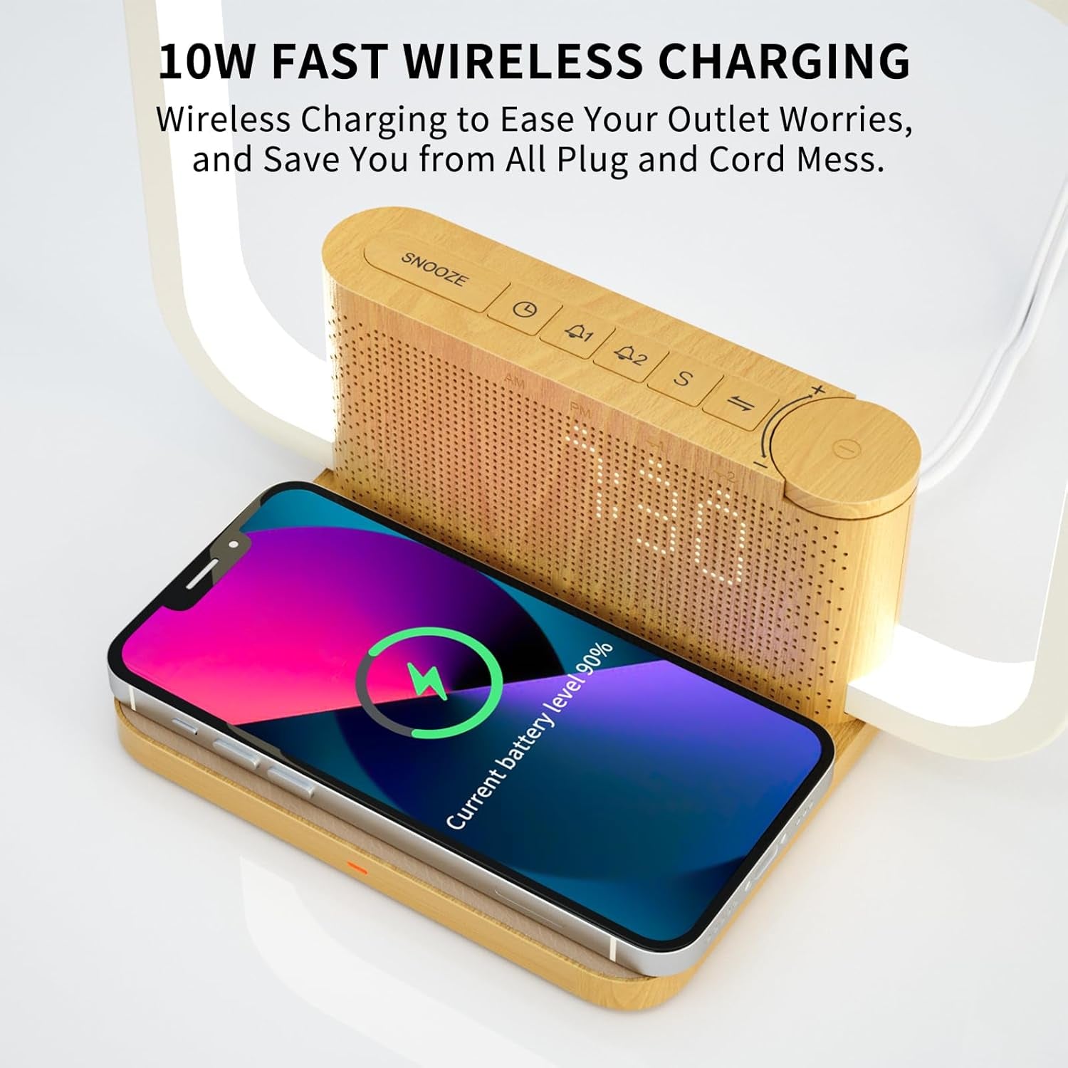 Sunrise Alarm Clock With Wireless Charging Night lamp-3