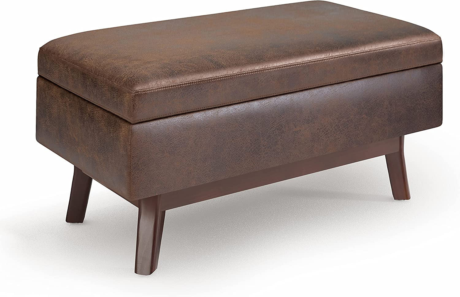 Mid Century Modern Storage Ottoman in Chestnut Brown-1
