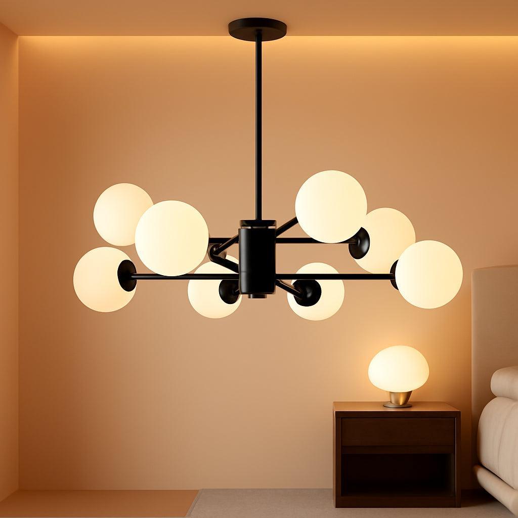 Matte Black Eight Light Adjustable Sputnik Chandelier-0