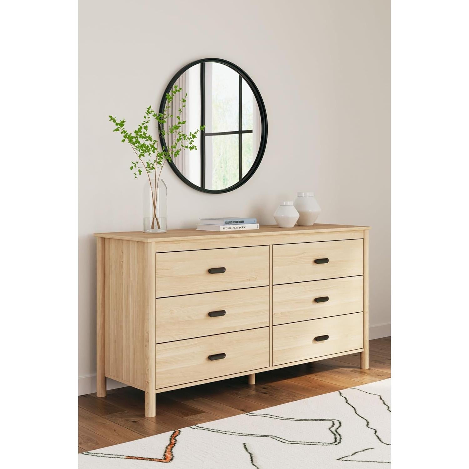 Light Brown Dresser with 6 Drawers-0