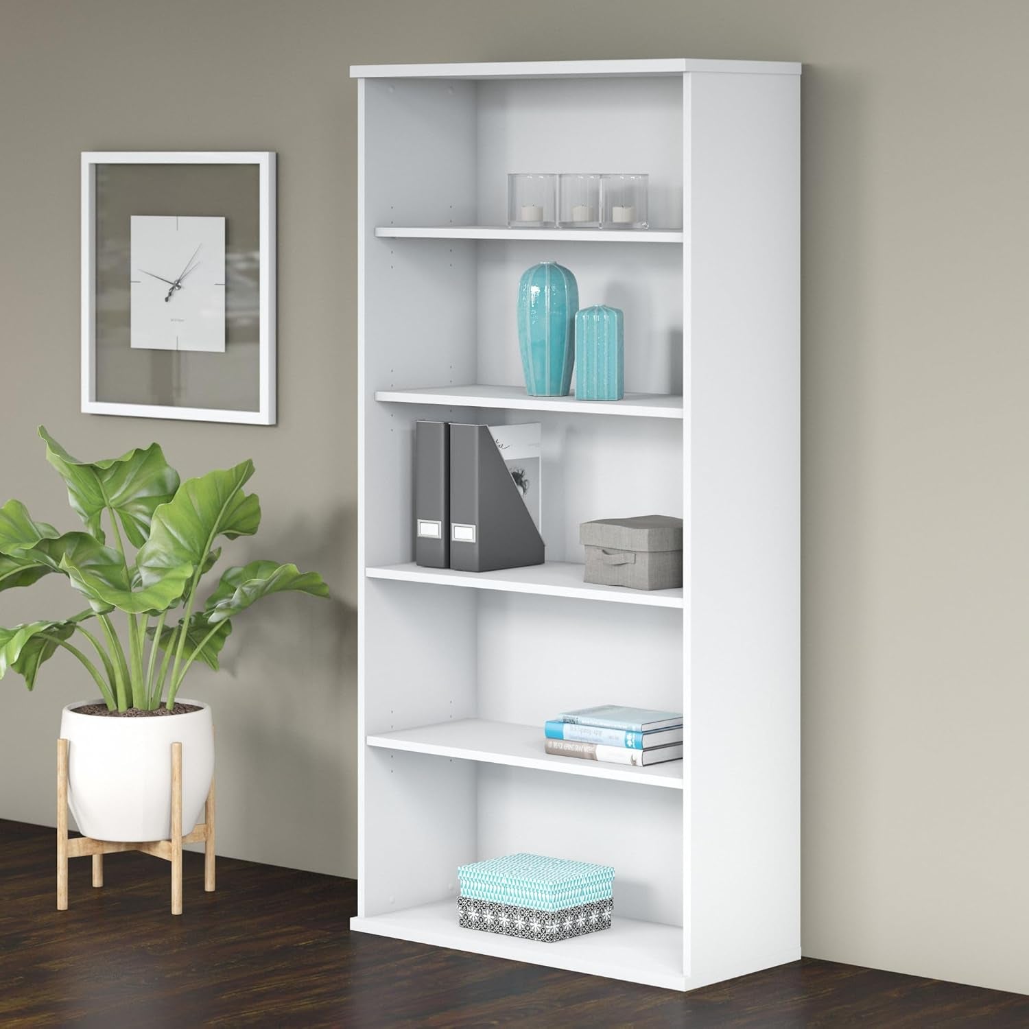 White Tall Bookcase For Commercial Office Shelving-1