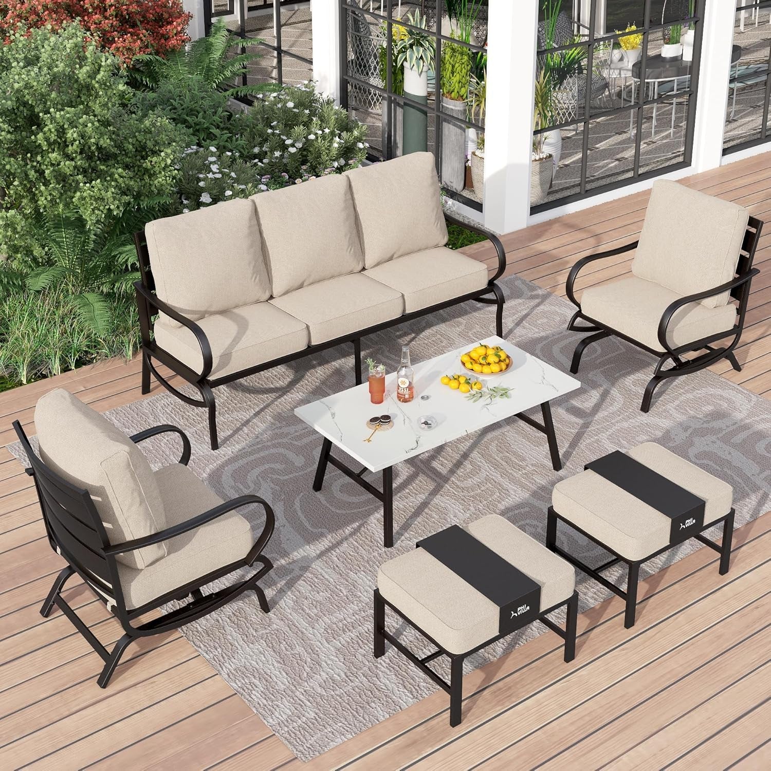 Deluxe 6 Piece Patio Furniture Set for Outdoor Comfort-0