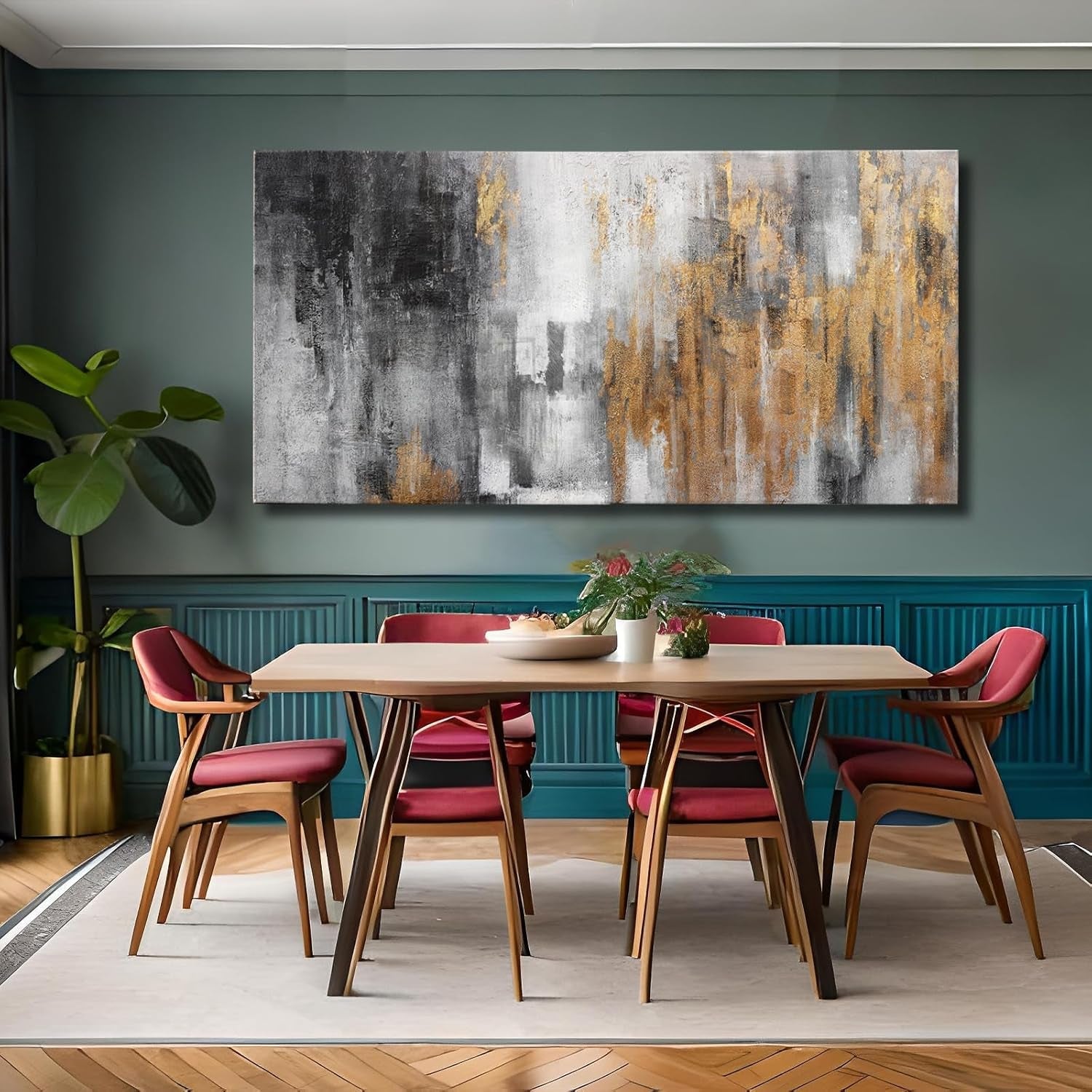 Abstract Textured Canvas Wall Art 30x60 Midnight Onyx-3