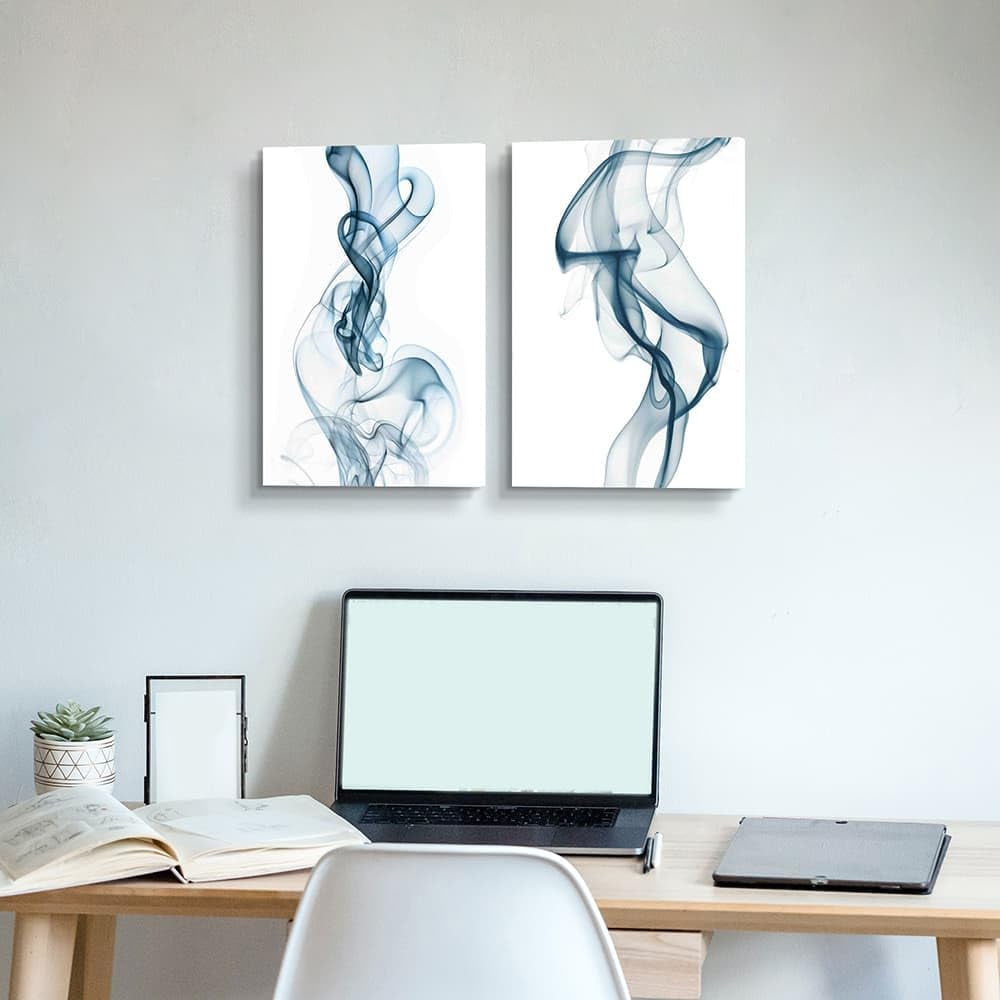 Blue Smoke Abstract Canvas Wall Art Premium Edition-3