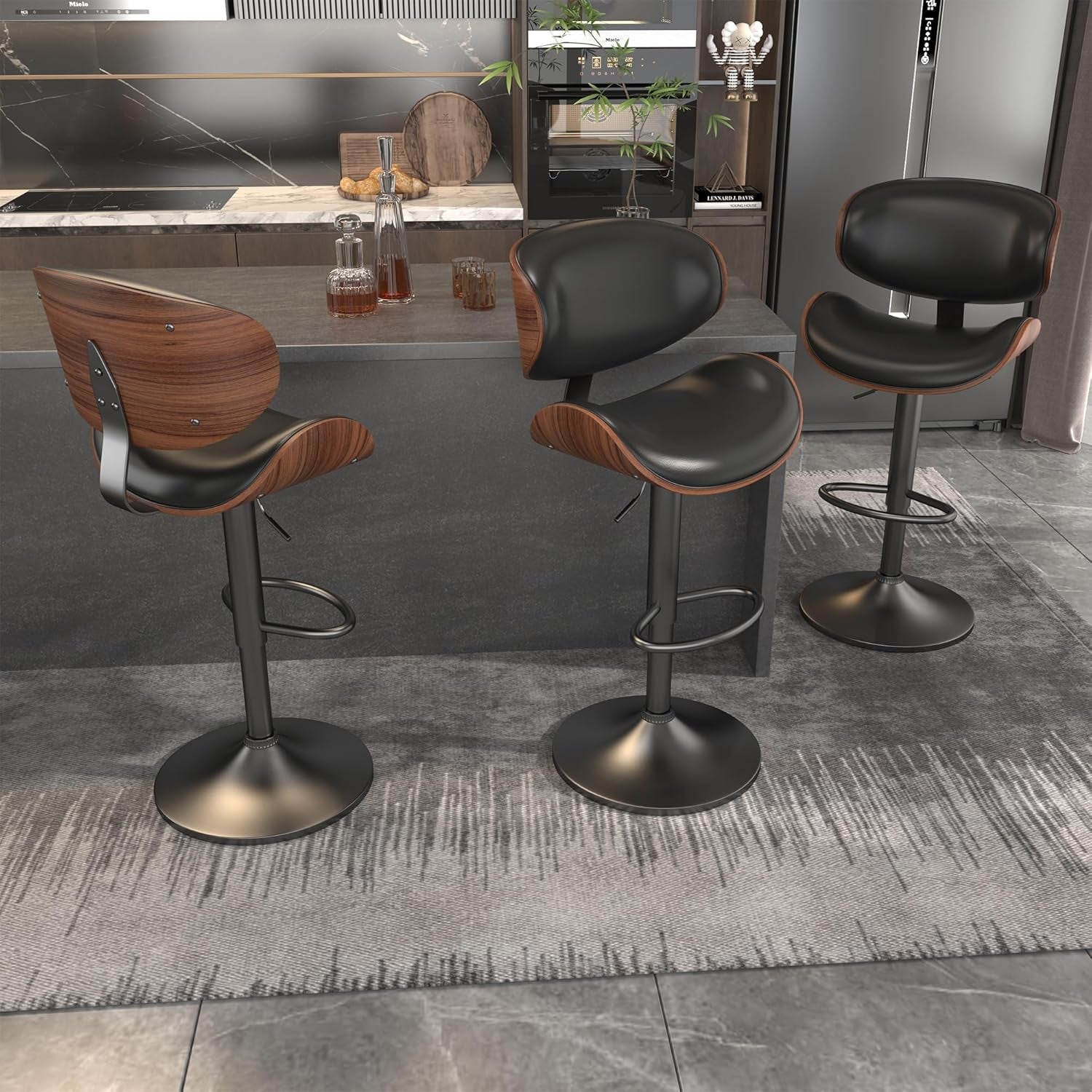 Mid Century Modern Bar Stools Set of Three-1