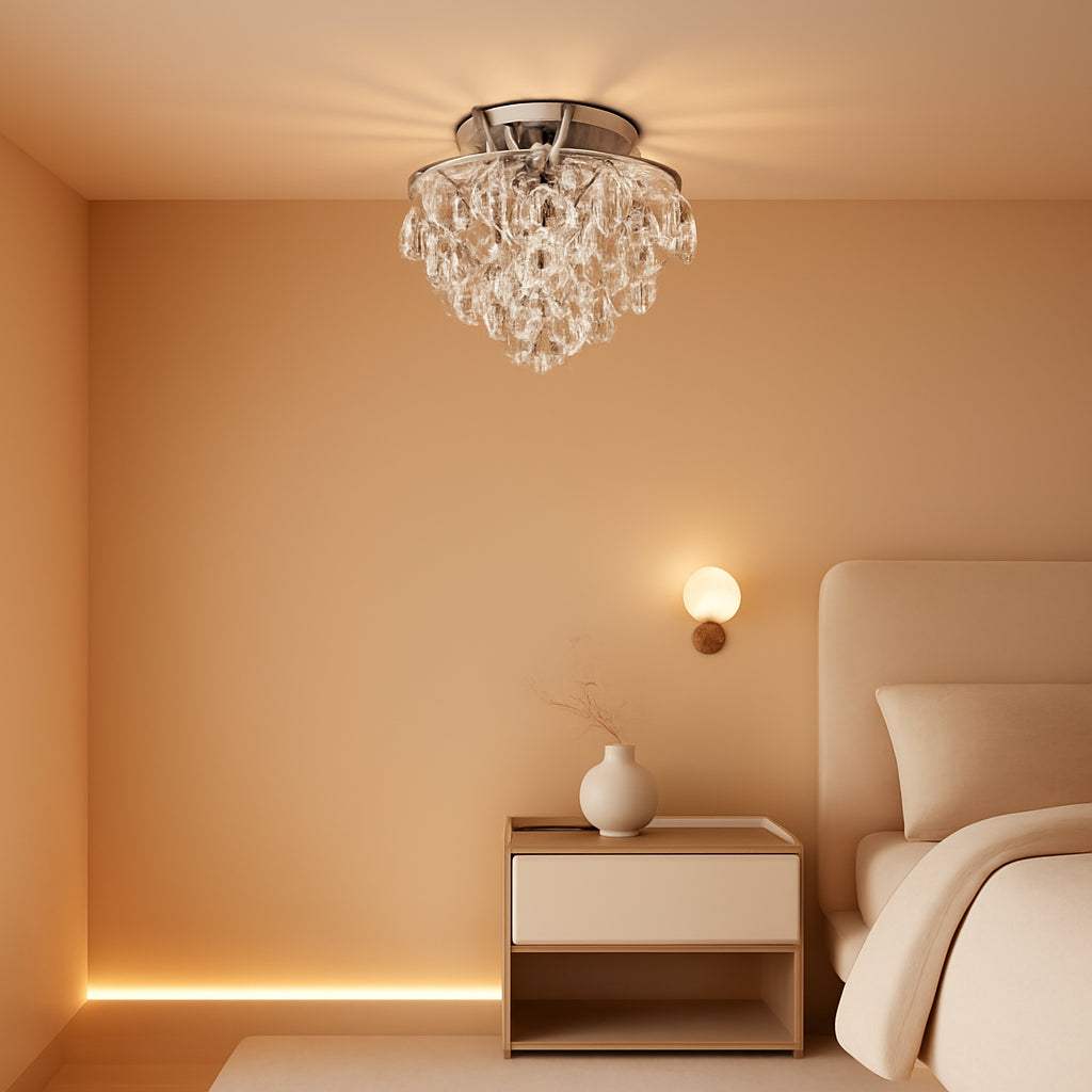 Crystal Chandelier Ceiling Light E26 Chrome Fixture-0