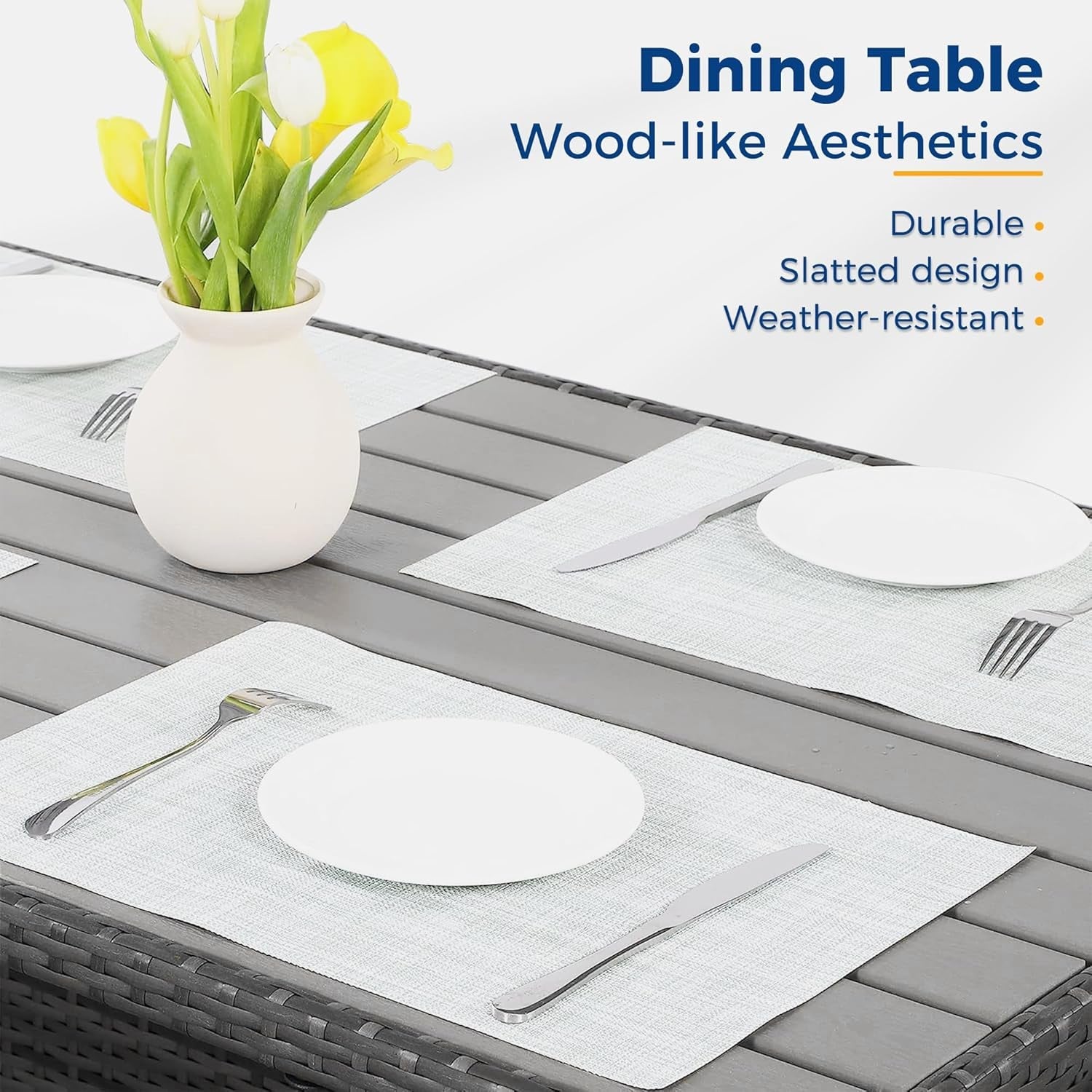 Blue 7 Piece Outdoor Patio Furniture Set With Table Chairs-3