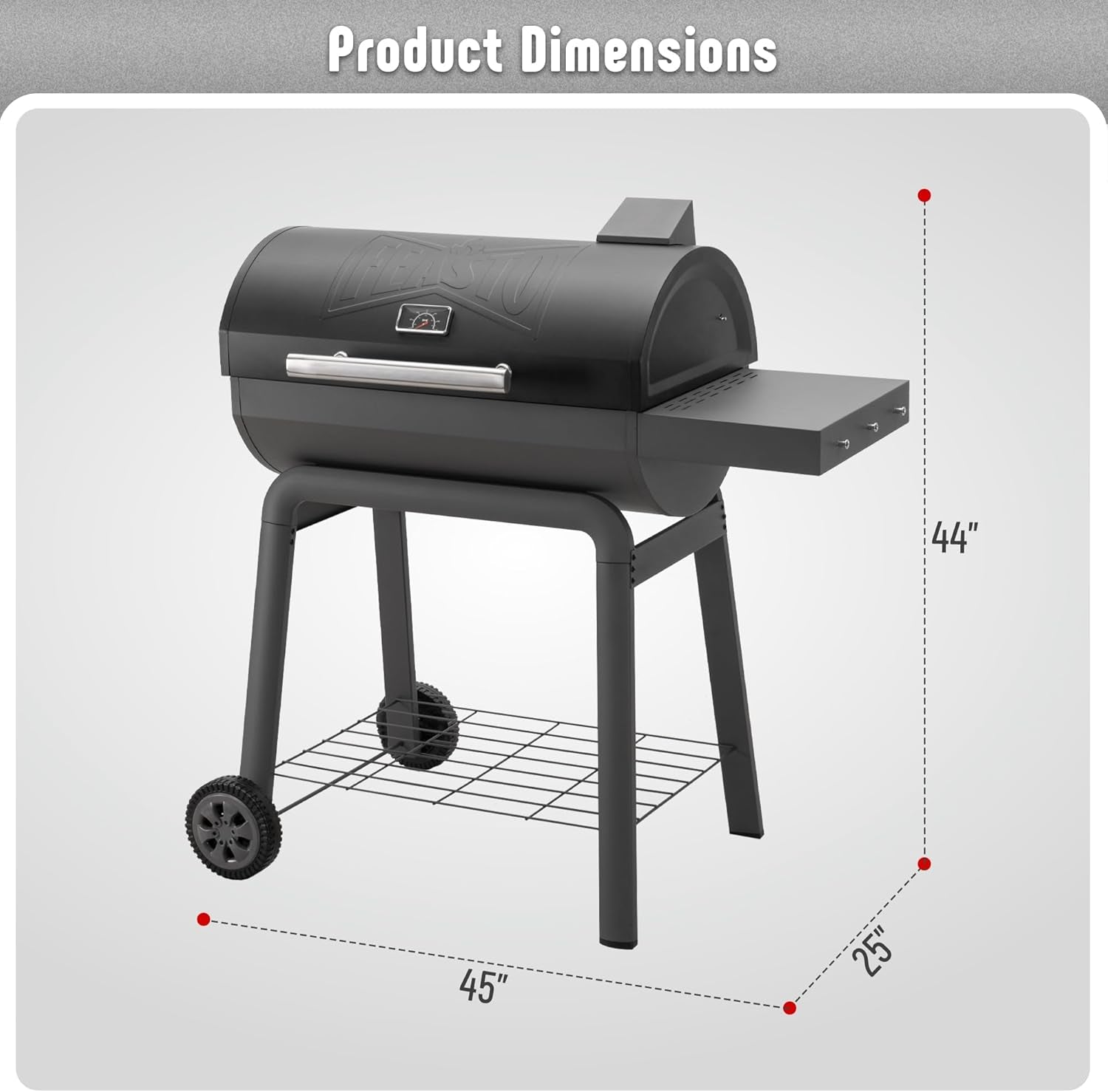 Outdoor Charcoal Grill With 30 Inch Cooking Surface Black