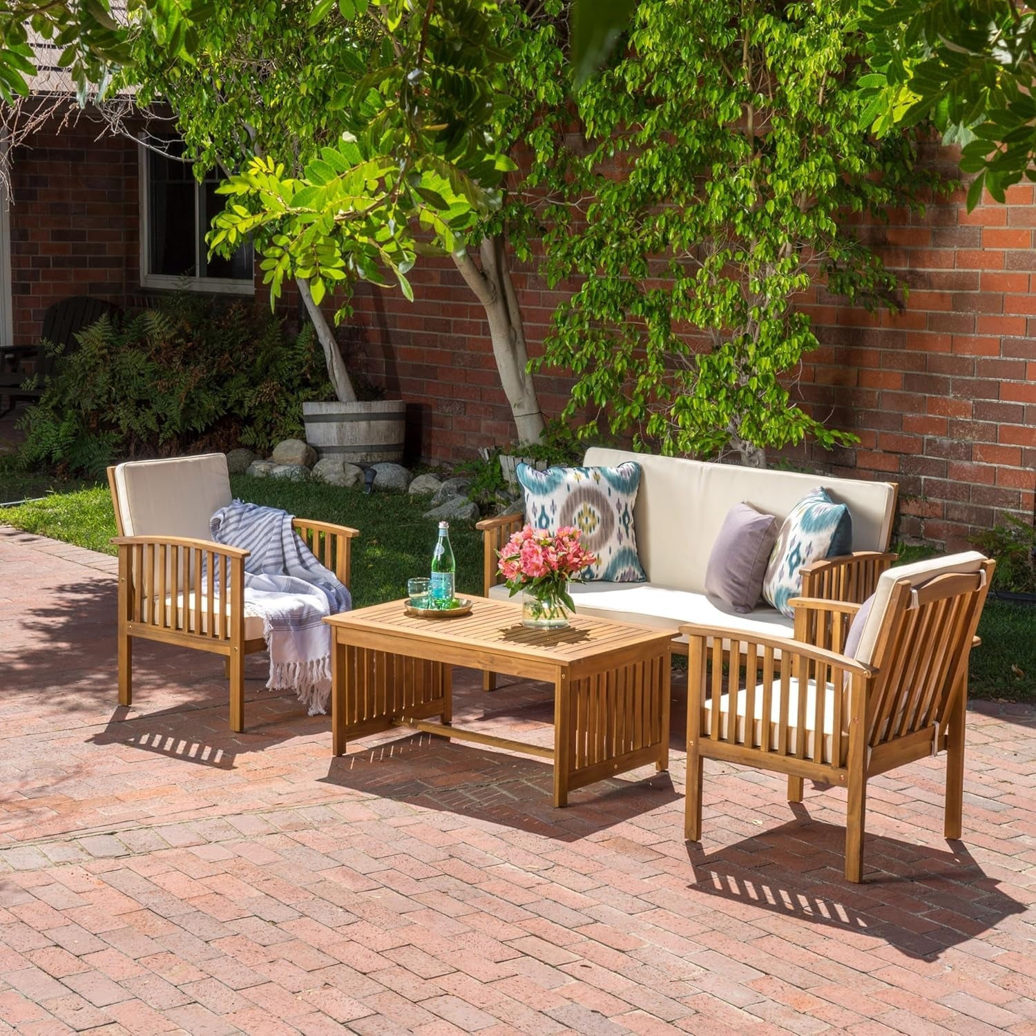 4 Piece Acacia Wood Patio Set for Outdoor Living Area-2