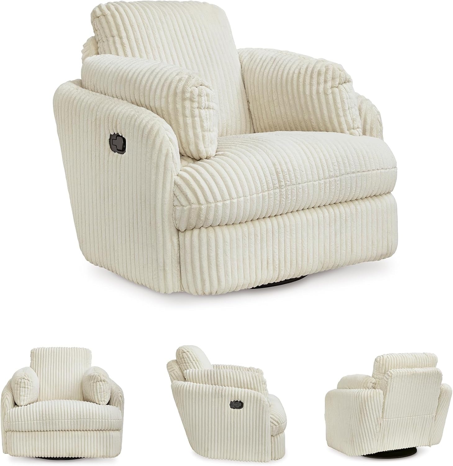 Cozy Contemporary Swivel Glider Rocker Recliner White-4