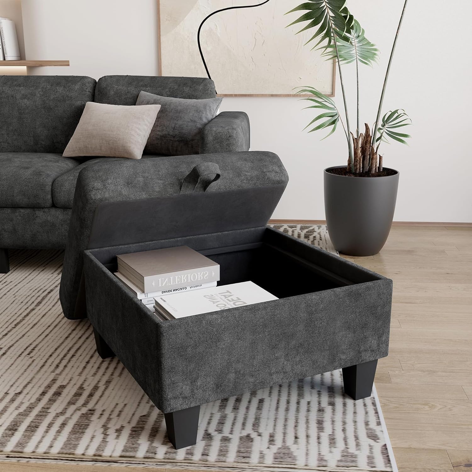 Couch for Living Room - Small Space Couches Sectional L-Shaped Sofa, 3 Seat Modern Couch, Sofas Convertible with Storage Ottoman for Small Space, Bedroom, Offices and Apartments - Grey-4