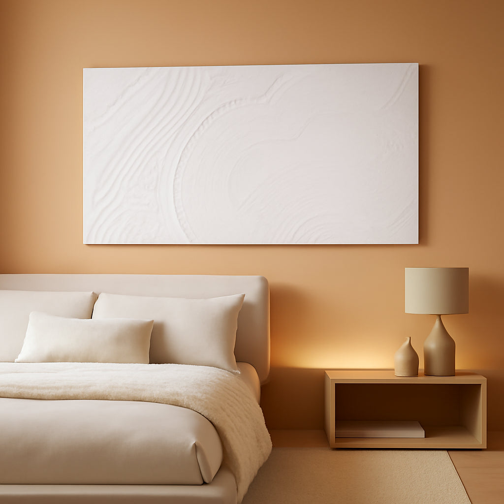 White Abstract Geometric Canvas Wall Art 29x58 inches-0