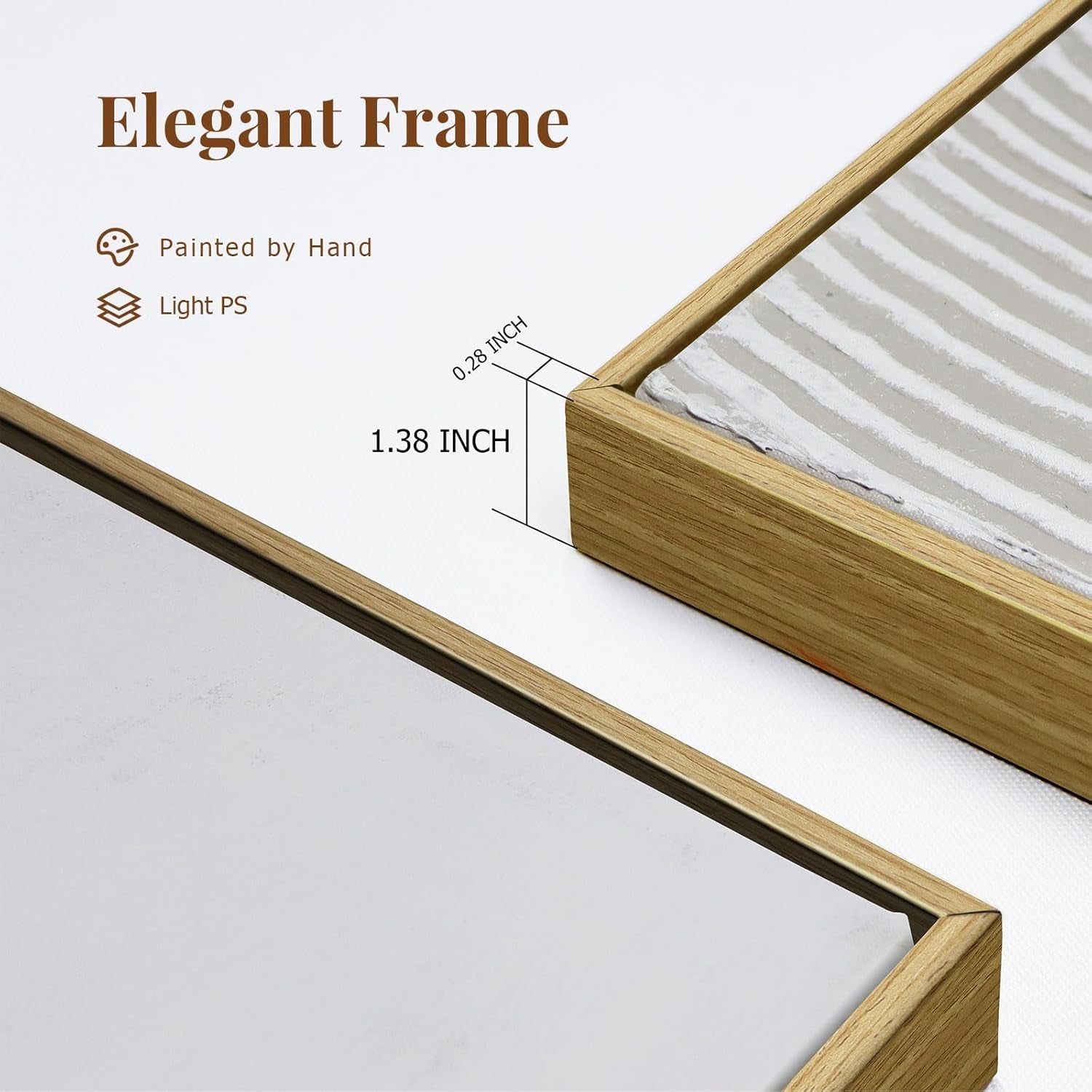Framed Neutral Abstract Canvas Wall Art 28X40 Inches-4