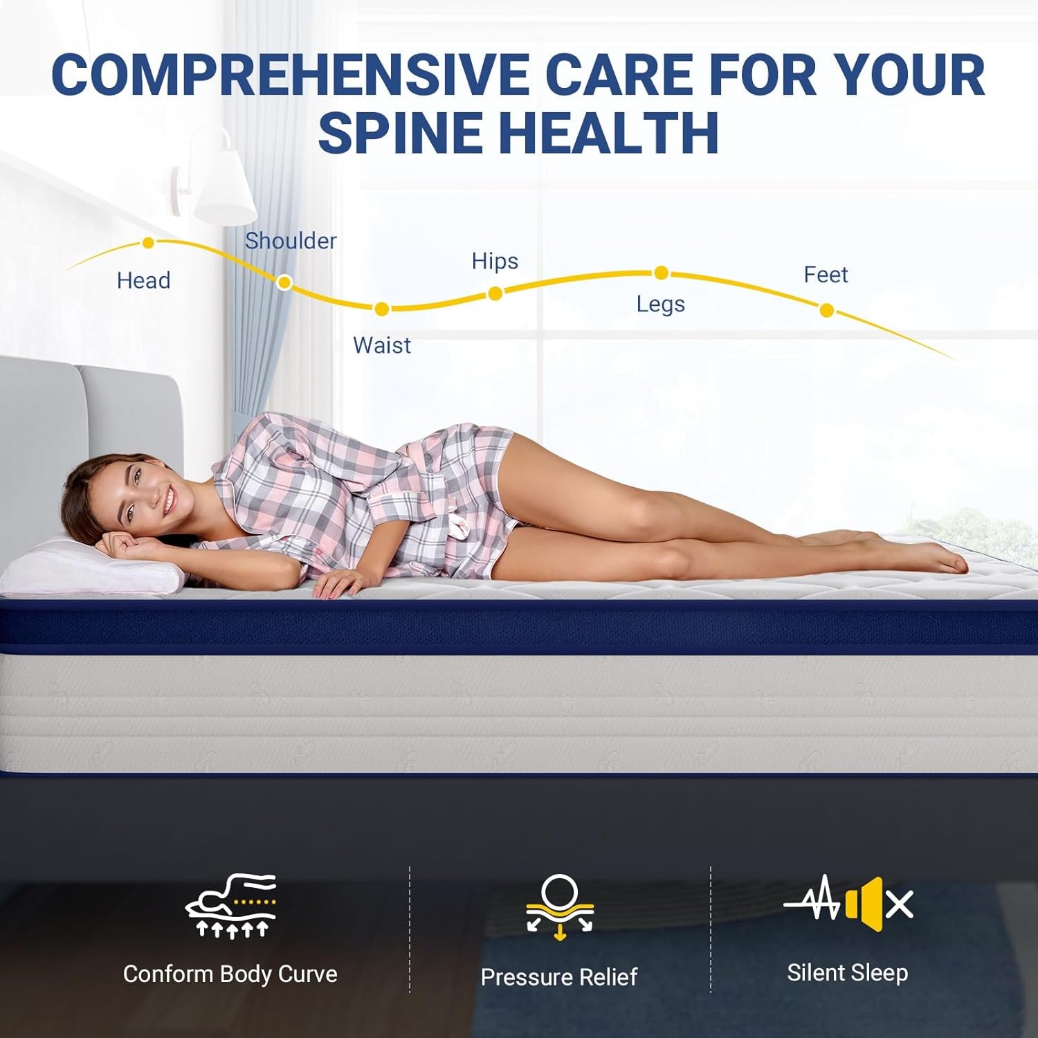 Queen Size Hybrid Mattress with Pressure Relief Foam-3