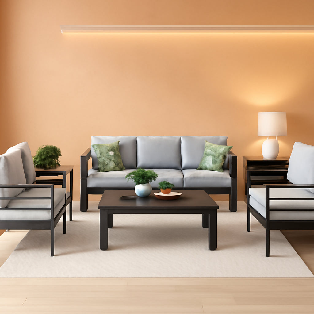 5 Piece Modern Aluminum Outdoor Patio Sectional Set-0