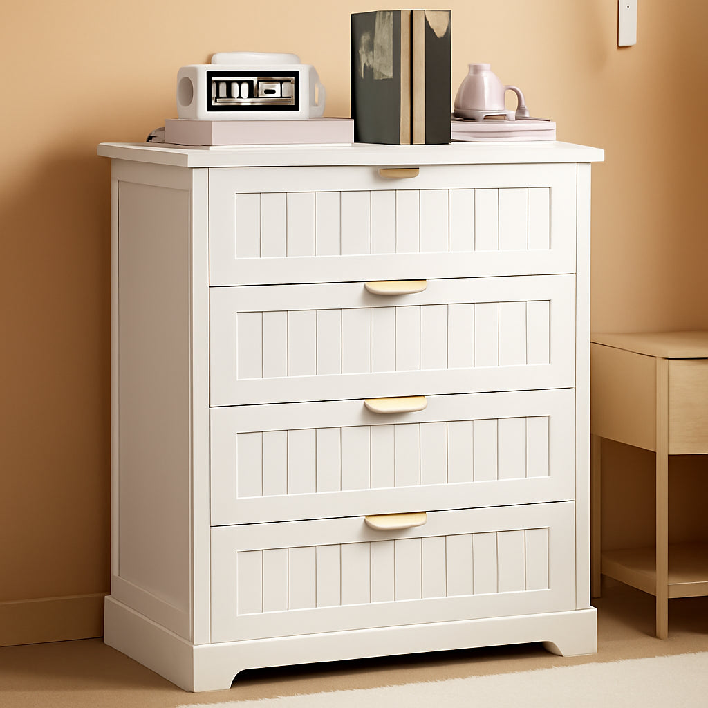 White 4 Drawer Dresser Modern Farmhouse Bedroom Storage Chest-0