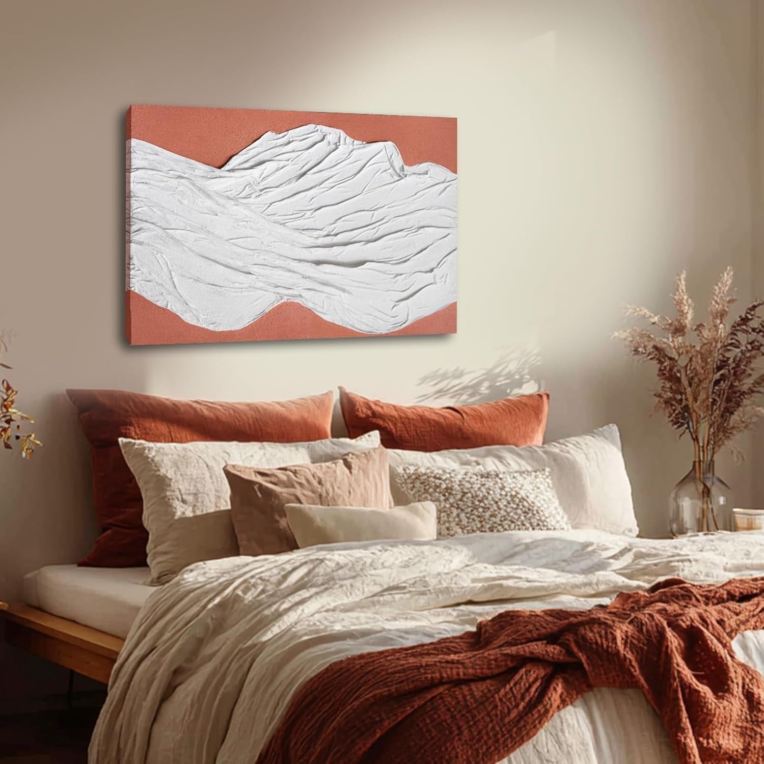 White Textured Abstract Terracotta Wall Art 24x36 Inch-2