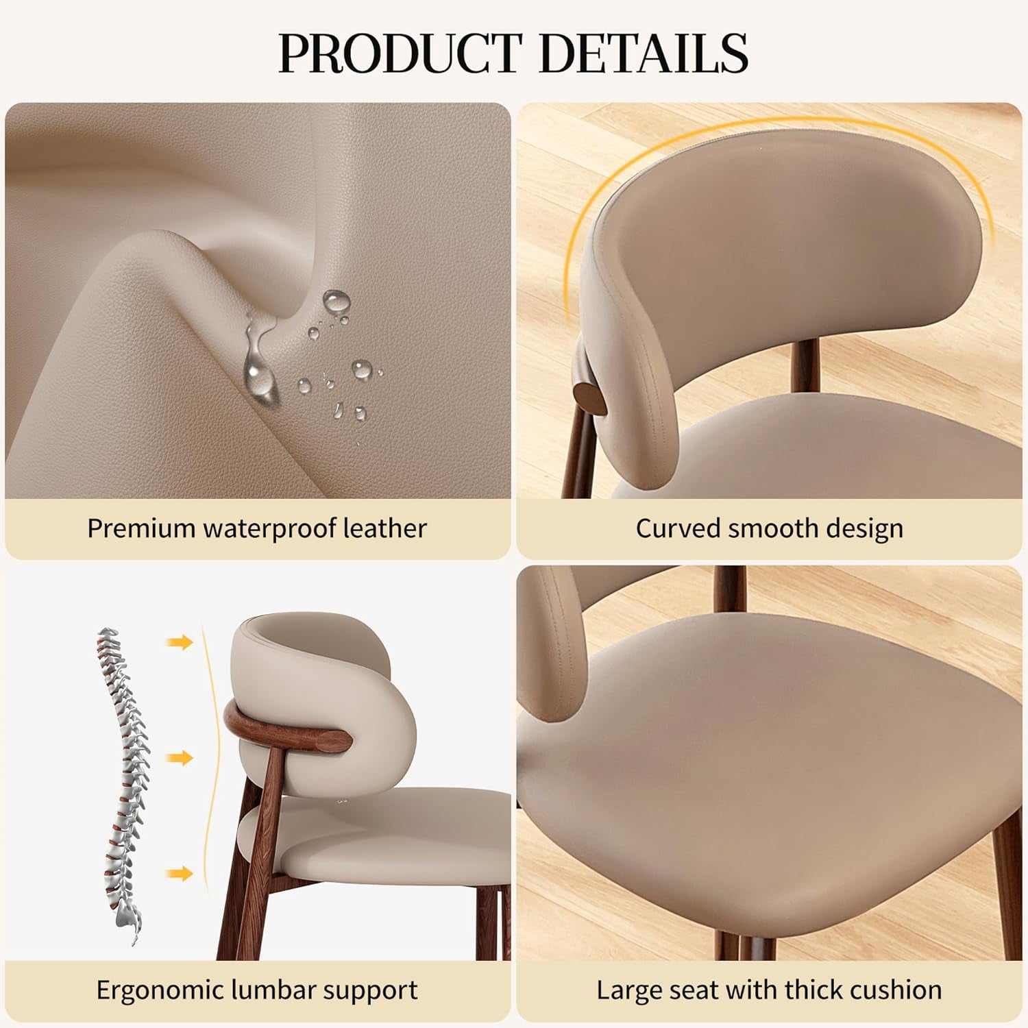 Bar Stools Set of 2 Counter Height Barstool Metal Kitchen Counter Height Bar Stool Island Chairs 26 Inch, Walnut/Khaki-4