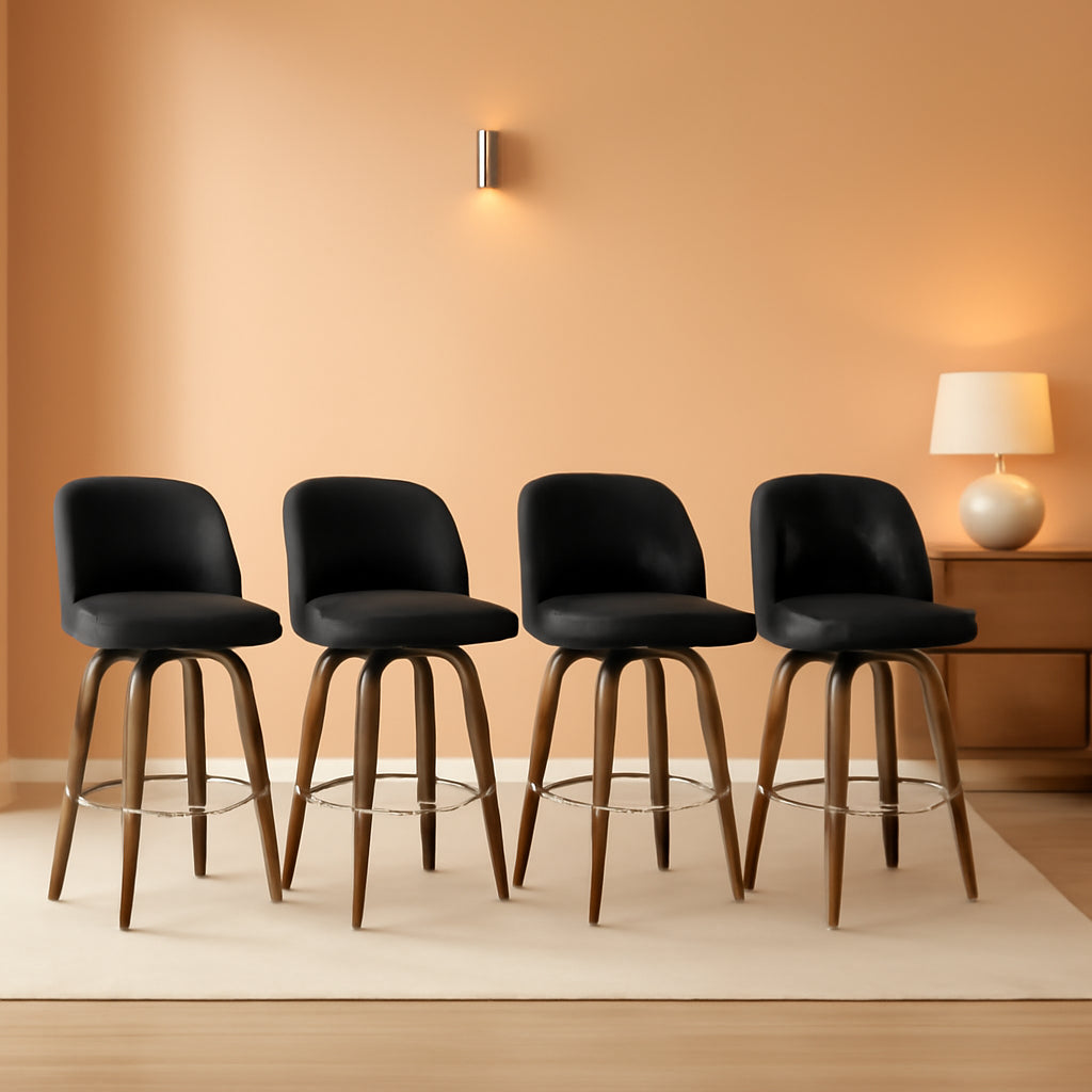 Bar Stools Set Of 4 26 Inch Black Counter Height Swivel-0