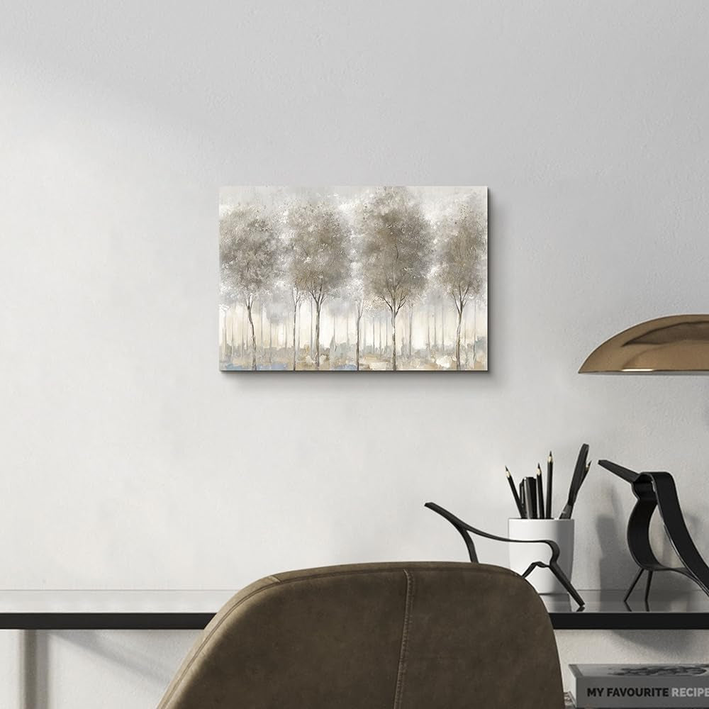 Monochromatic Abstract Forest Tree Canvas Wall Art-3