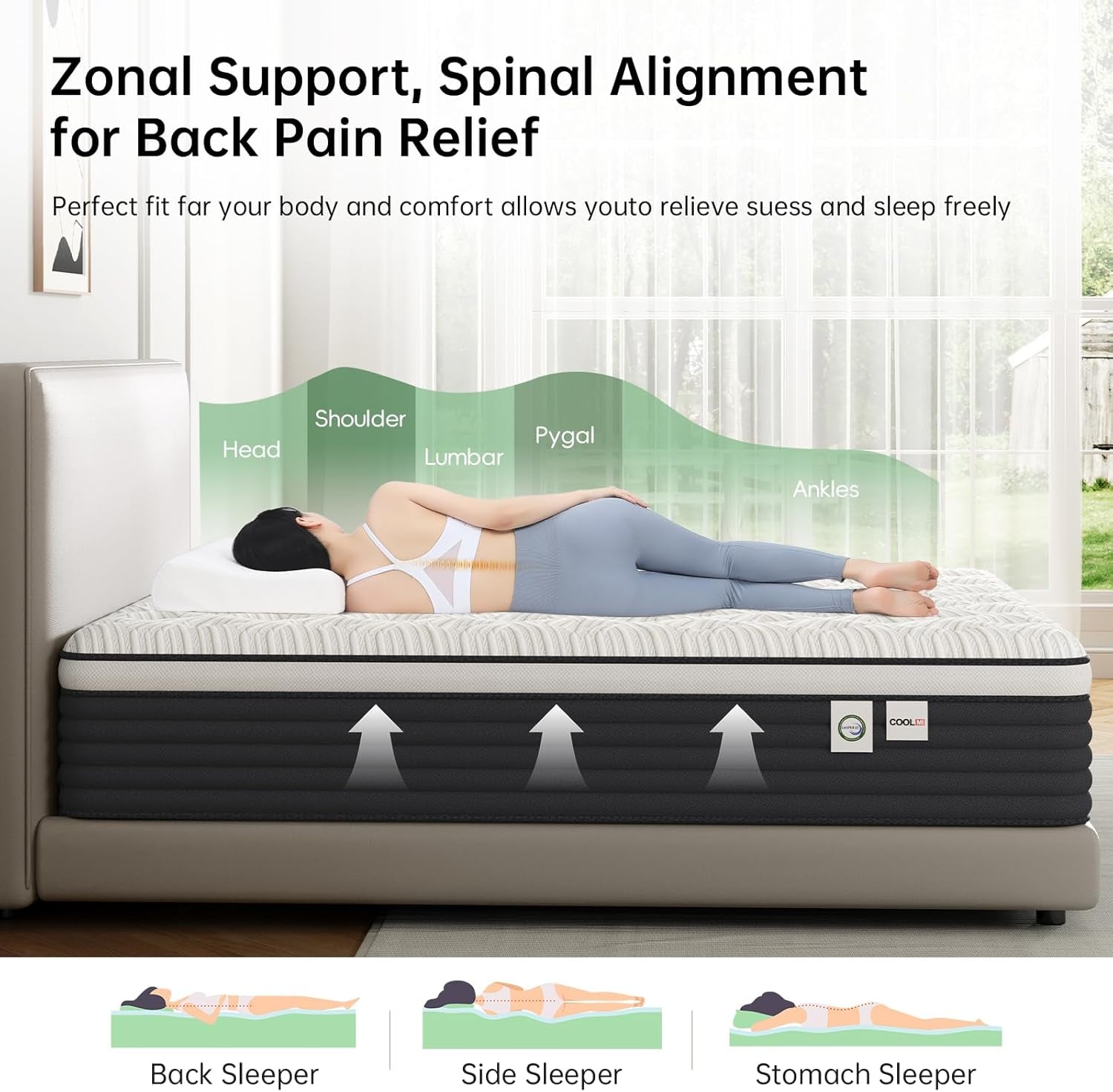 Twin Pressure Relief Memory Foam Hybrid Mattress Pocketed-1