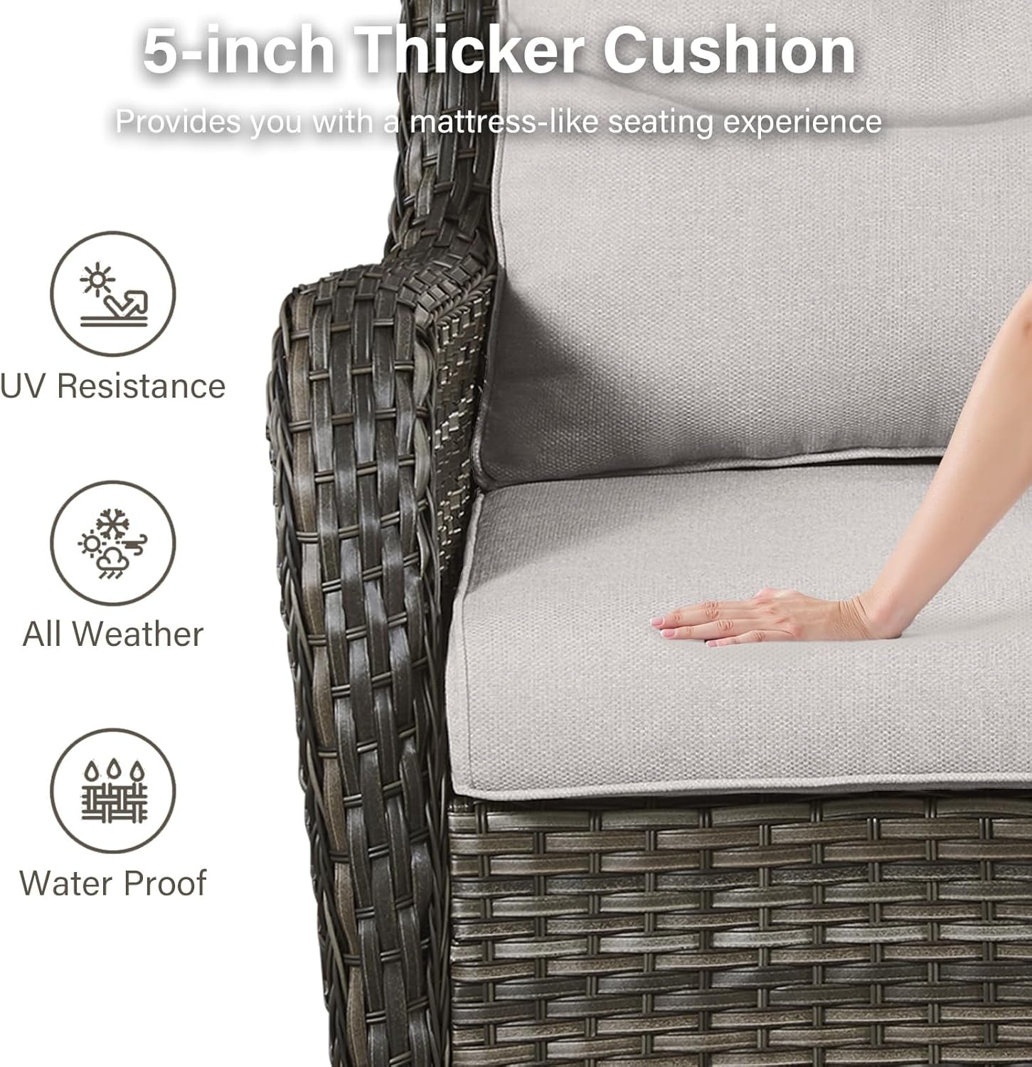 Swivel Rocker Patio Chairs Set with Cozy Coffee Table-4