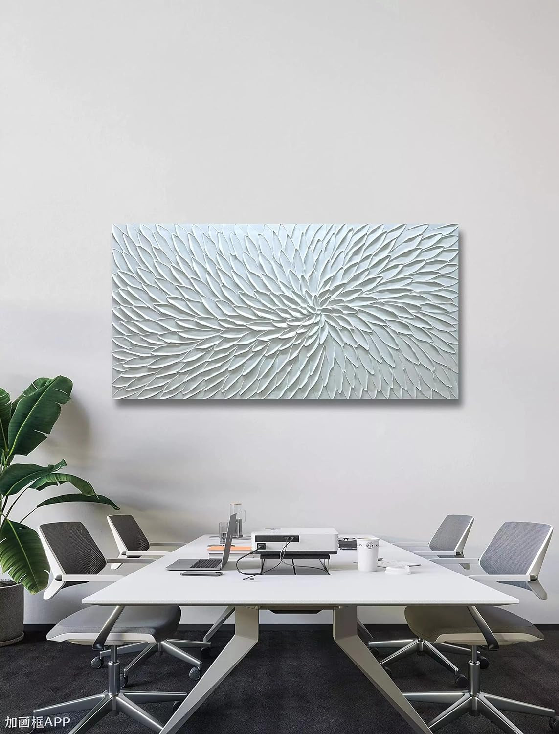 Intricately Textured White FloralImpression Canvas Wall Art-2