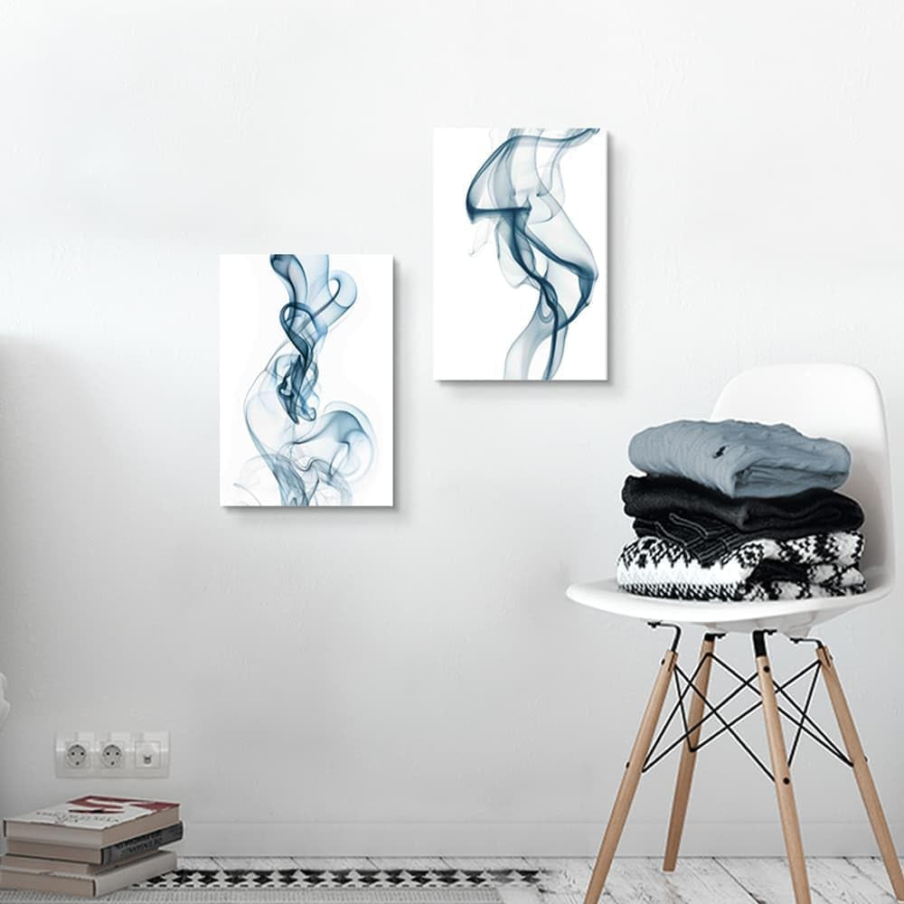 Blue Smoke Abstract Canvas Wall Art Premium Edition-2