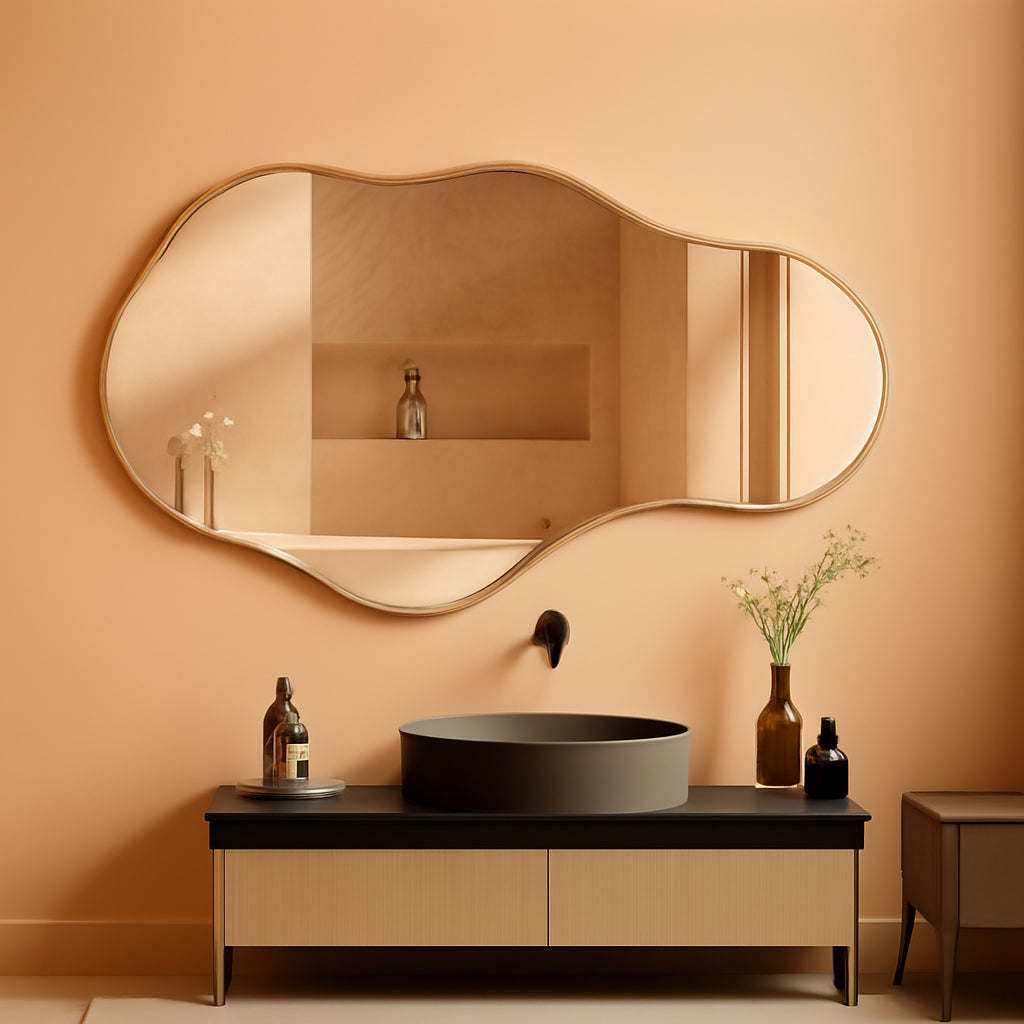 22X36 Irregular Wall Mirror Gold Aluminum Decorative-0