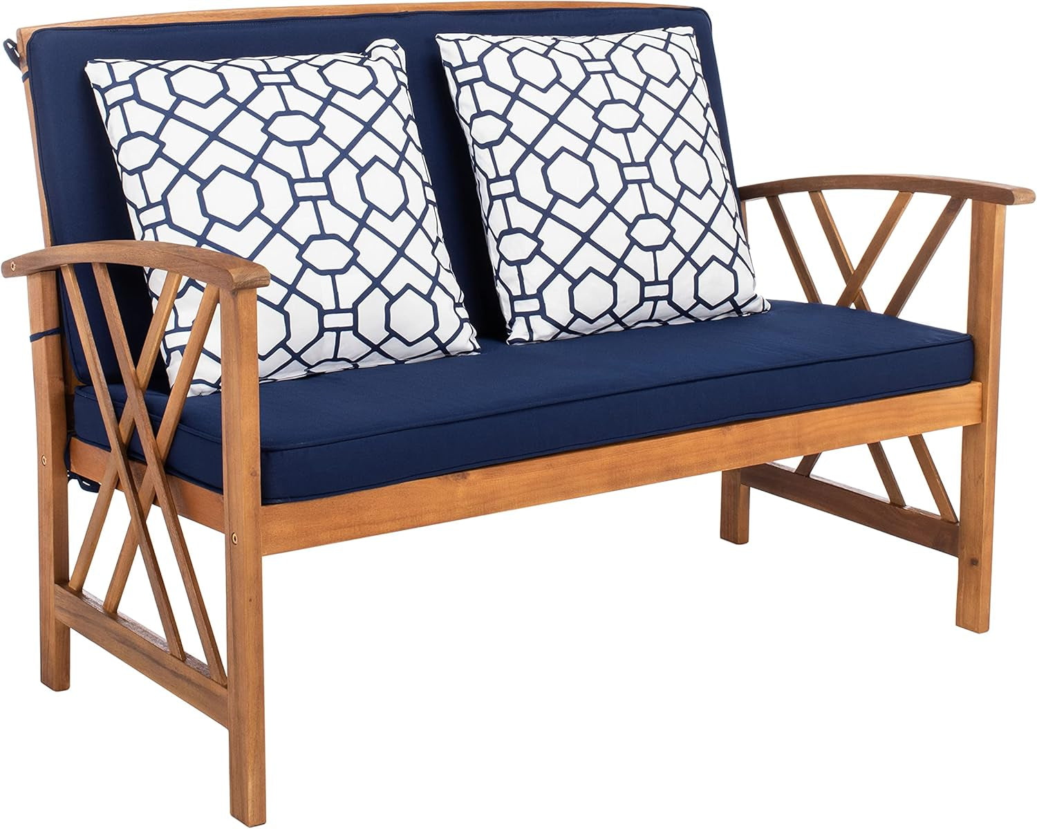Fontana 4 Piece Patio Set Navy Cushions Geometric Pattern-3