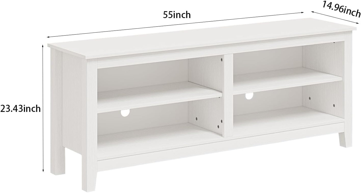 White 4 Cubby TV Stand for 60 Inch TV-2
