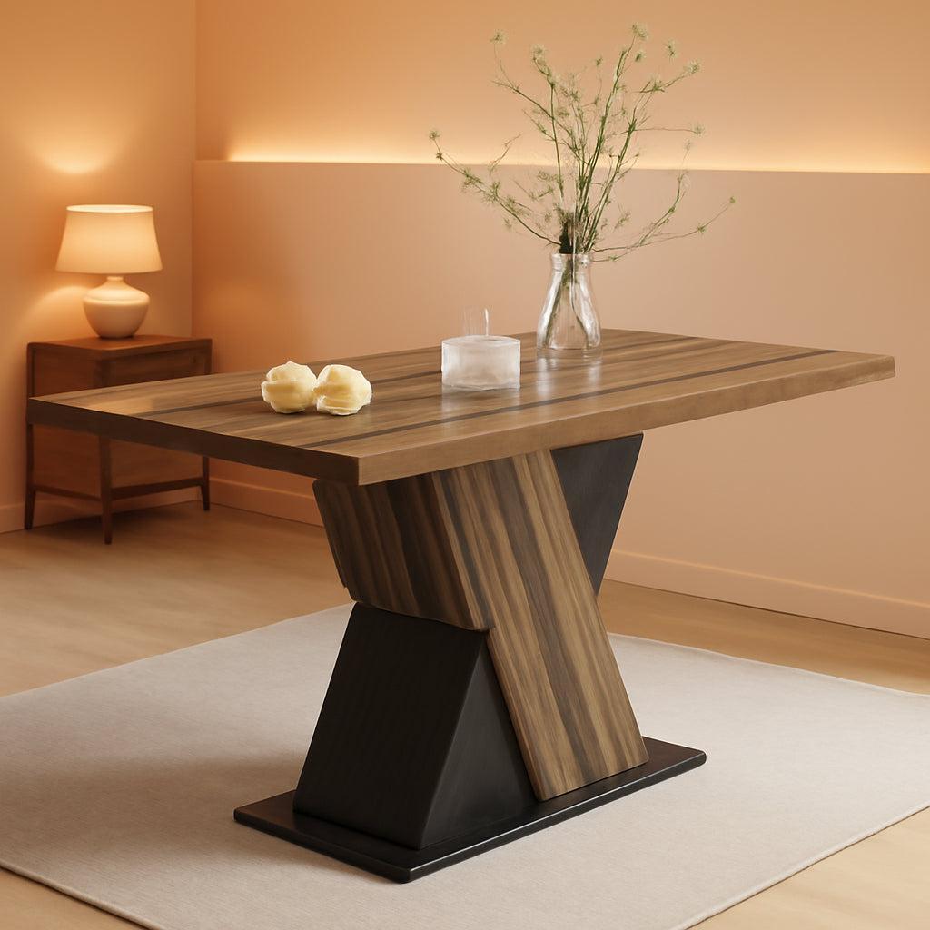 FiftyFiveInch Walnut Solid Industrial Premium Dining Table-0