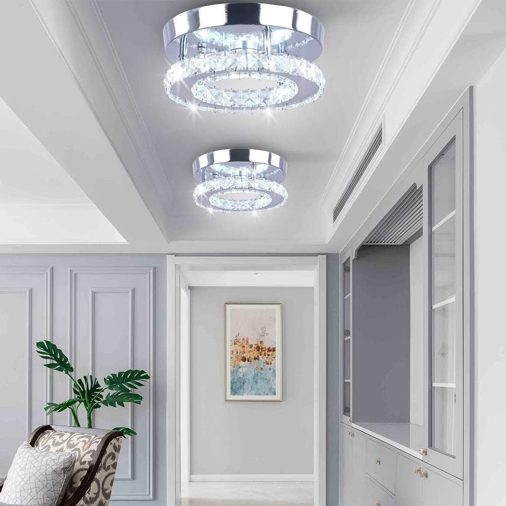 Round White LED Crystal Chandelier Lighting Fixture-1
