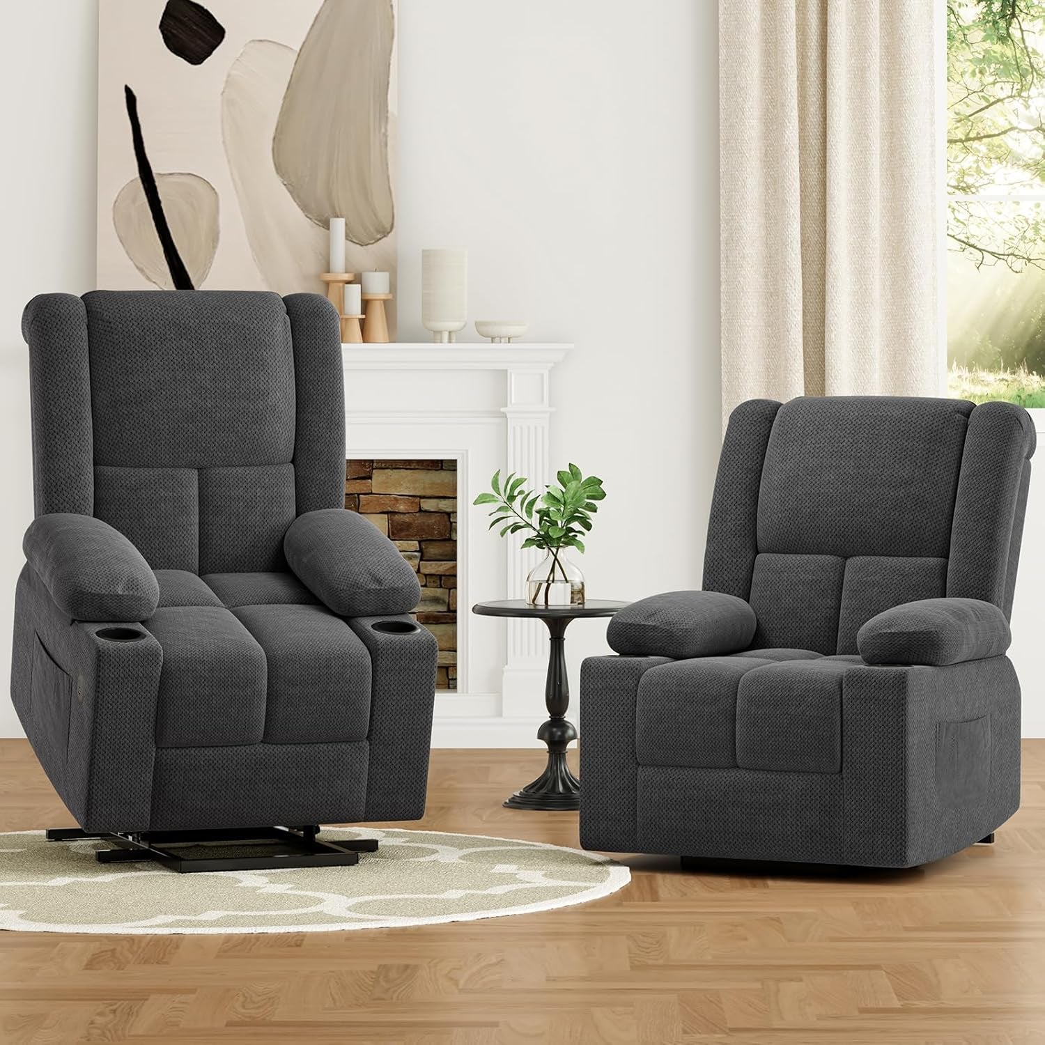 Power Lift Recliner Chair with Massage and Heat for Elderly People, USB Ports and Cup Holders-2