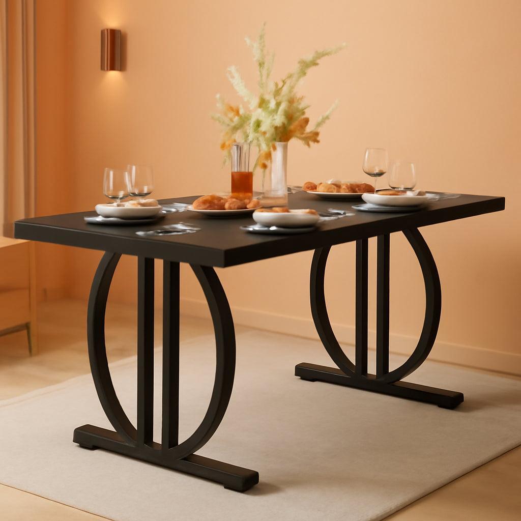 Black Modern Dining Table FourToSix People Rectangular-0