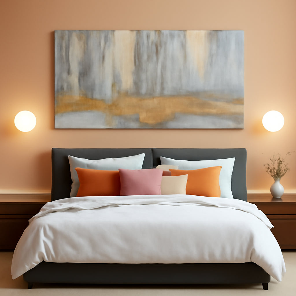 Gold Velvet Textured Canvas Wall Art 24x48 Inches Display-0