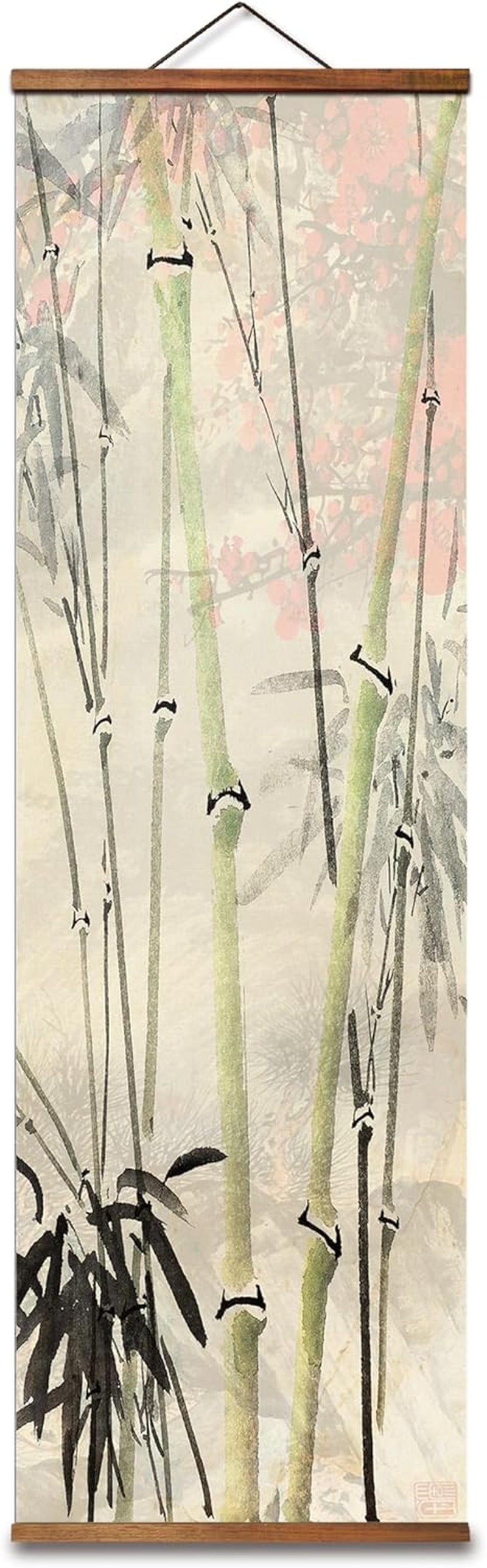Hand crafted Impression Bamboo Forest Scroll Wall Art Walnut-3