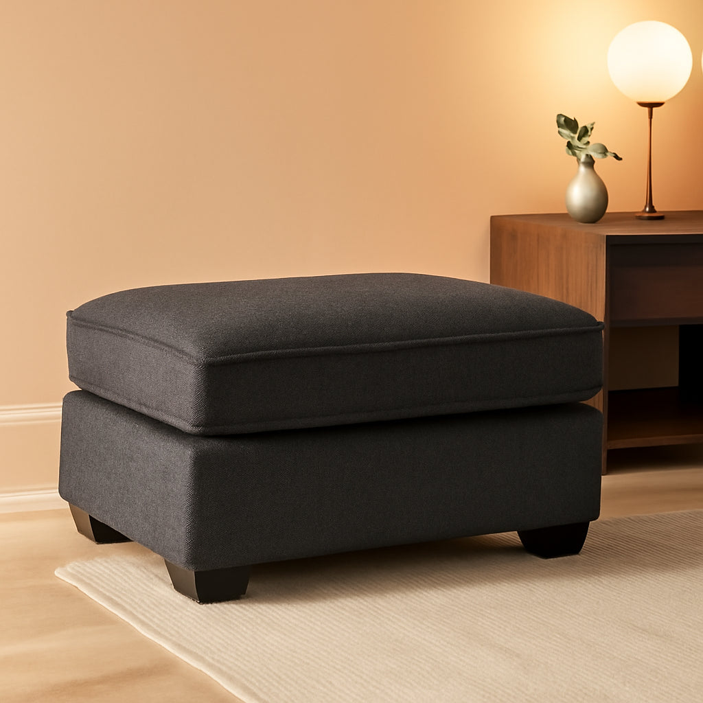 Dark Gray Modern Rectangular Chenille Upholstered Ottoman-0