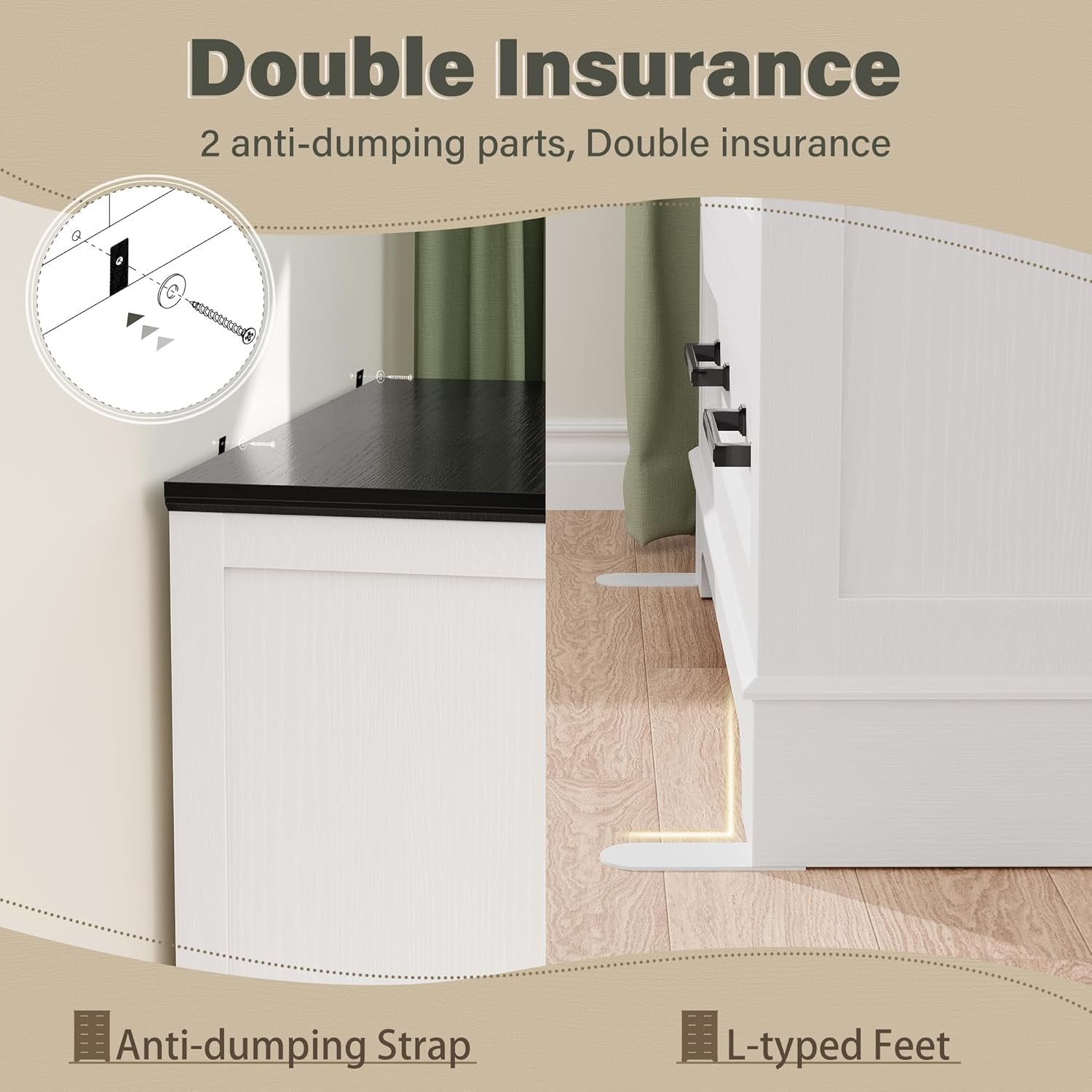 Tall Dresser Five Drawers Farmhouse White Distressed-3