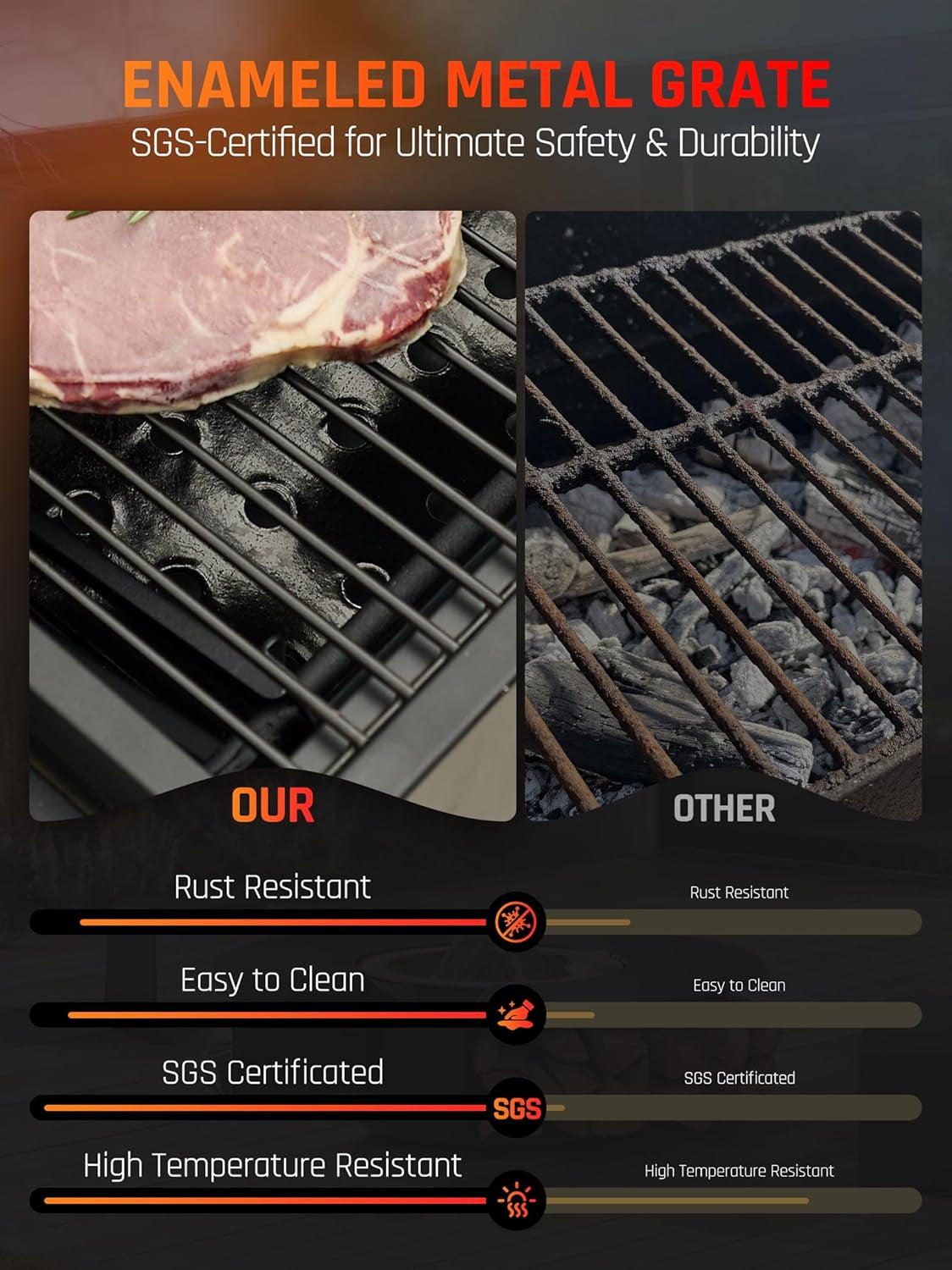 36 Inch Charcoal Grill With Independent Dual Cooking