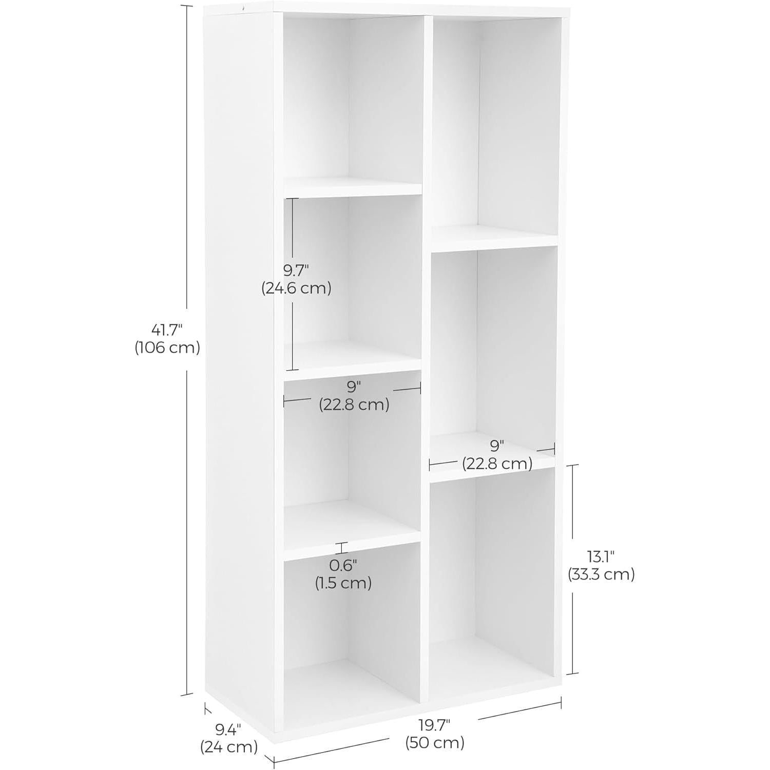 White 7 Compartment Bookcase Shelving Unit For Living Room And Home Office-2