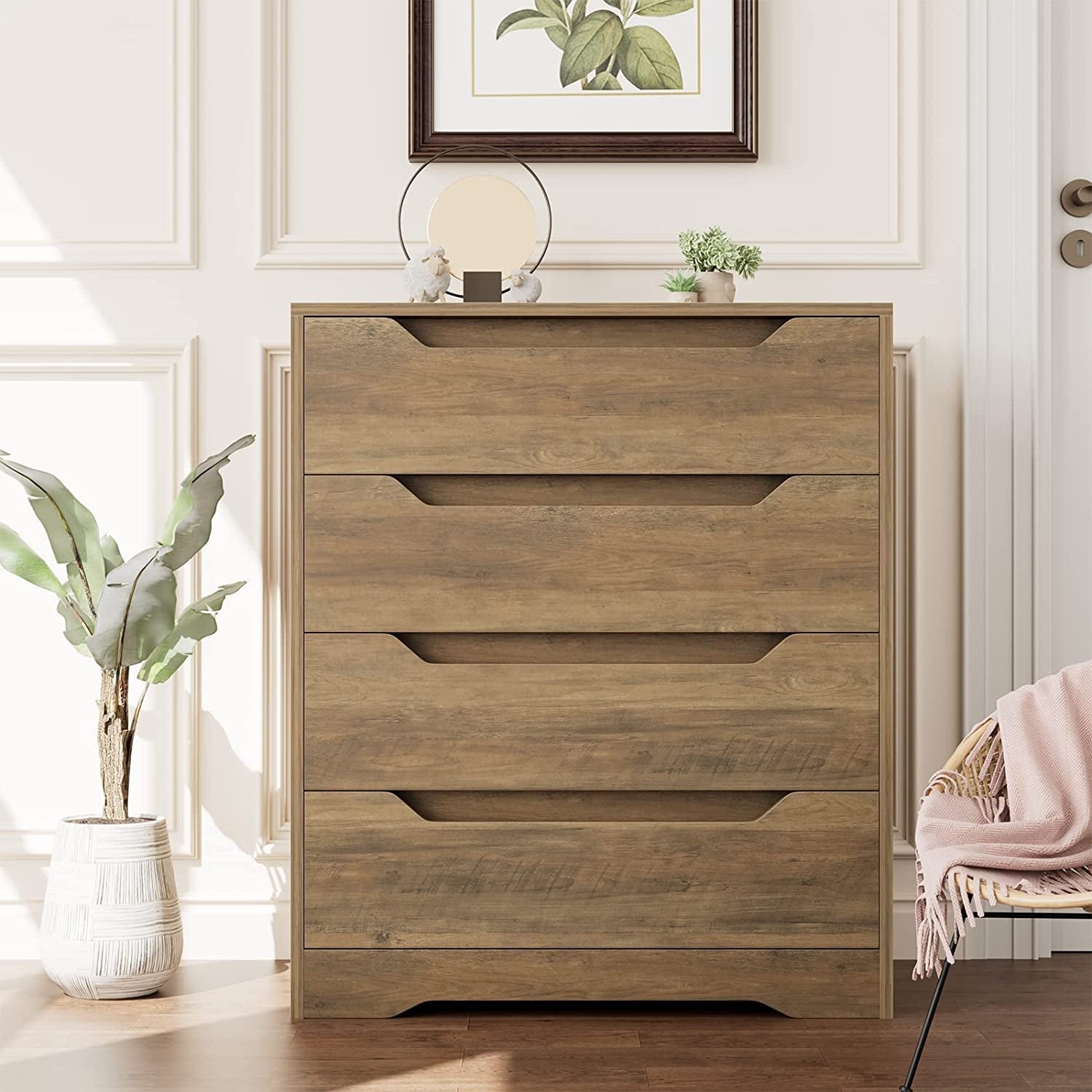 Modern 4 Drawer Dresser with Cut-Out Handles-0