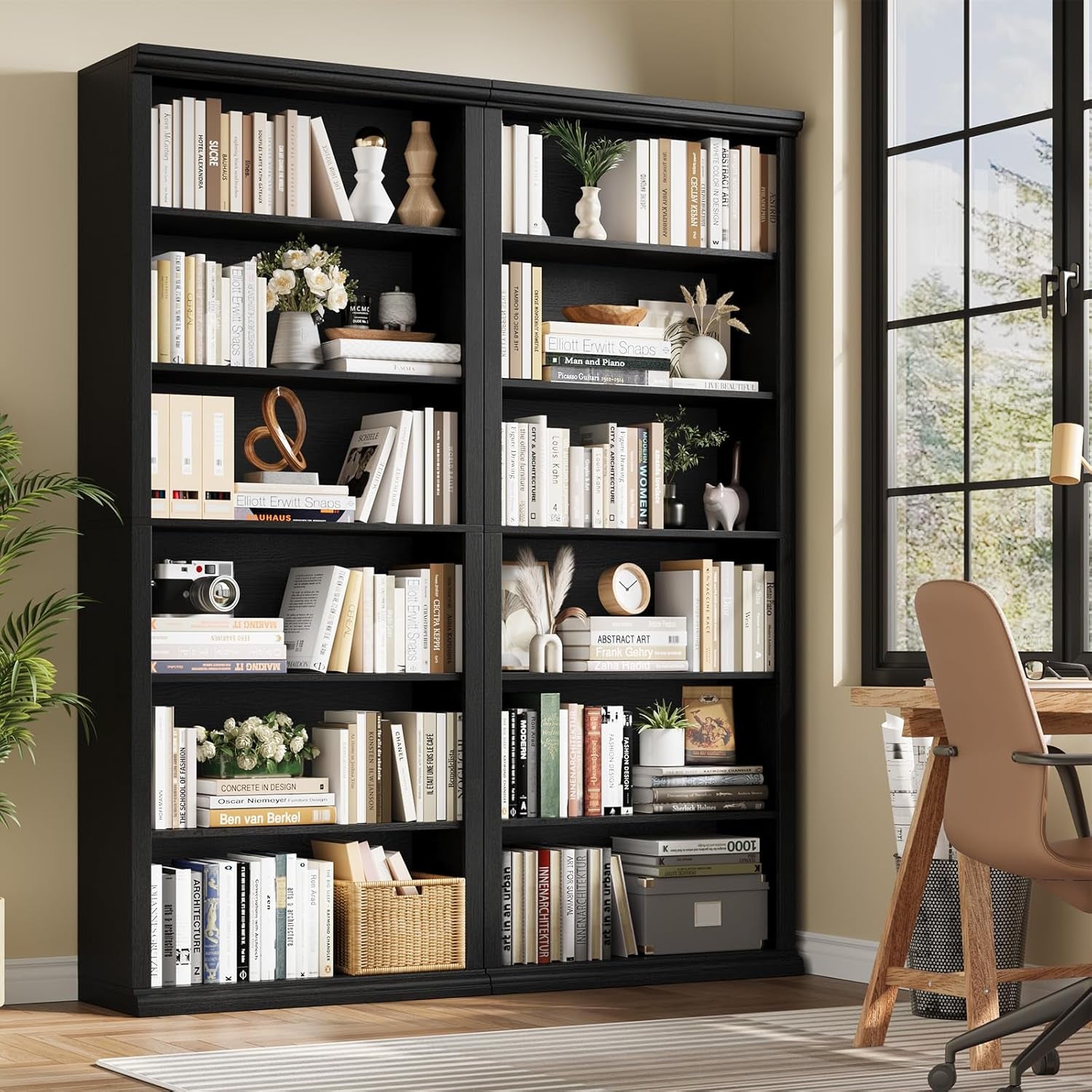 28 Inch Wide Tall Bookcase With 6 Tiers Freestanding-4