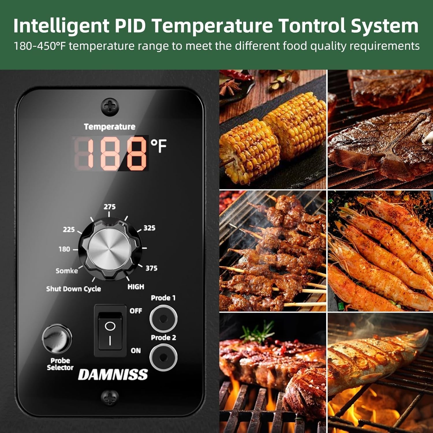 Pellet Grill 456 Square Inch Cooking Area Auto feed PID