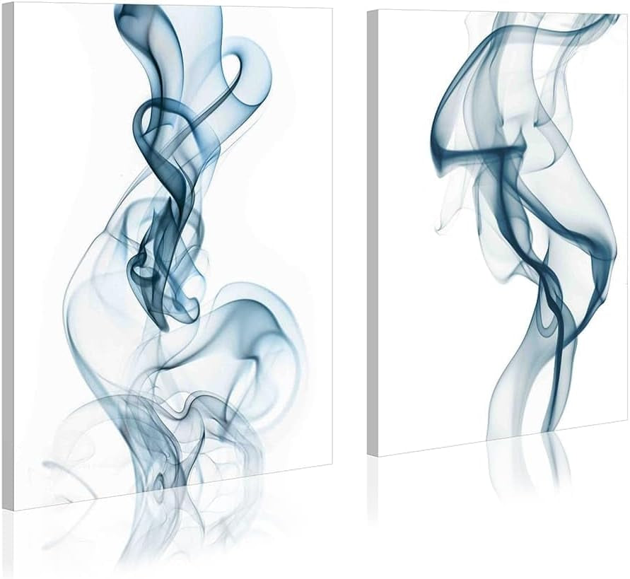 Blue Smoke Abstract Canvas Wall Art Premium Edition-0