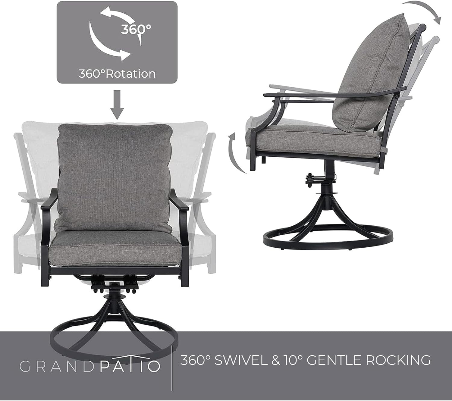 7 Piece Patio Dining Set For 6 With Swivel Chairs And Olefin Cushions-3