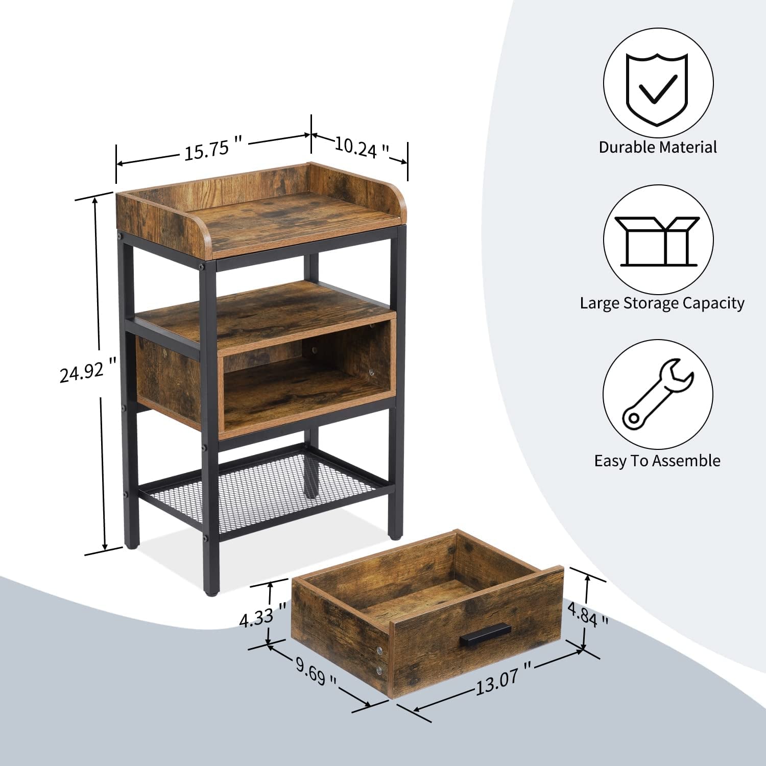 Industrial 3-Tier Nightstand Set-2